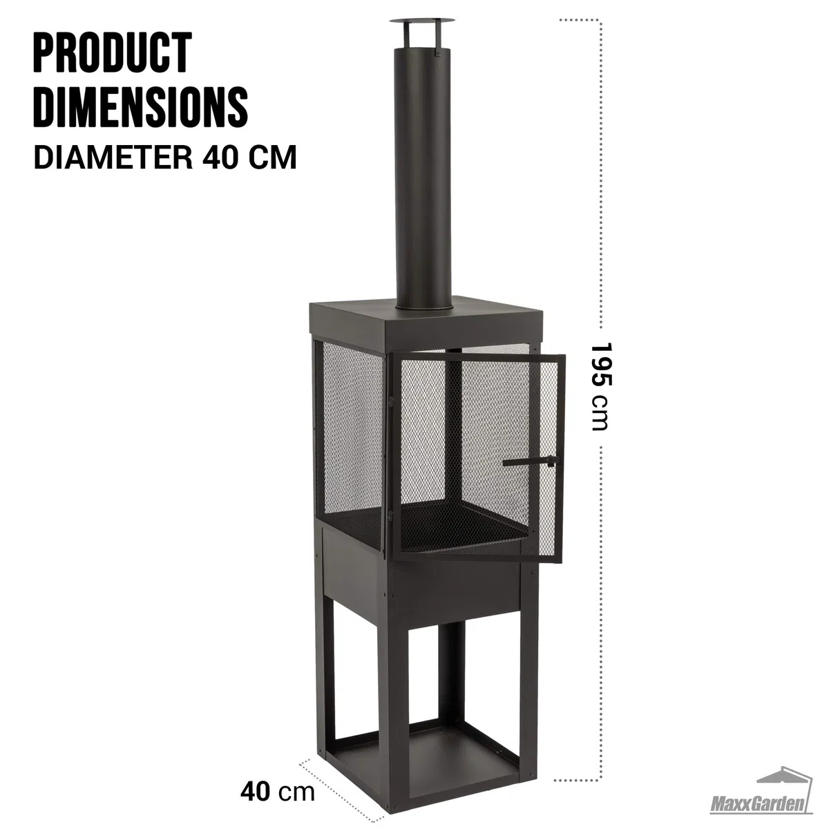 MaxxGarden Caminetto da Giardino con Parascintille Griglia in Acciaio e Scomparto per Legna