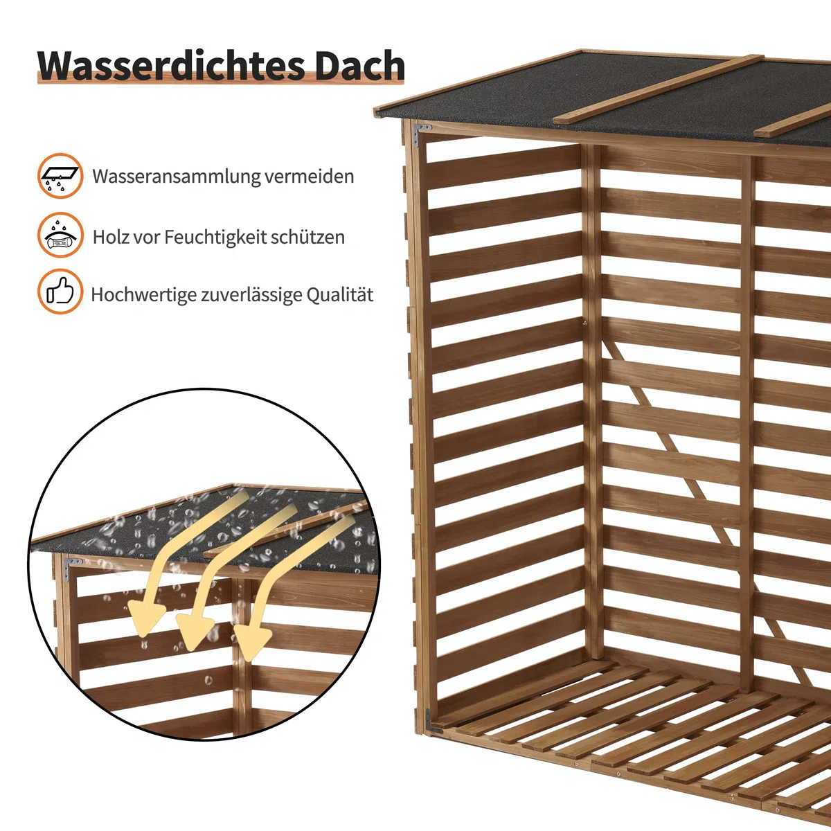 M MCombo Scaffale in legno per esterni, per legna da ardere con parete posteriore, in legno con copertura impermeabile, 90 × 185 × 186 cm, 1202 (colore naturale)