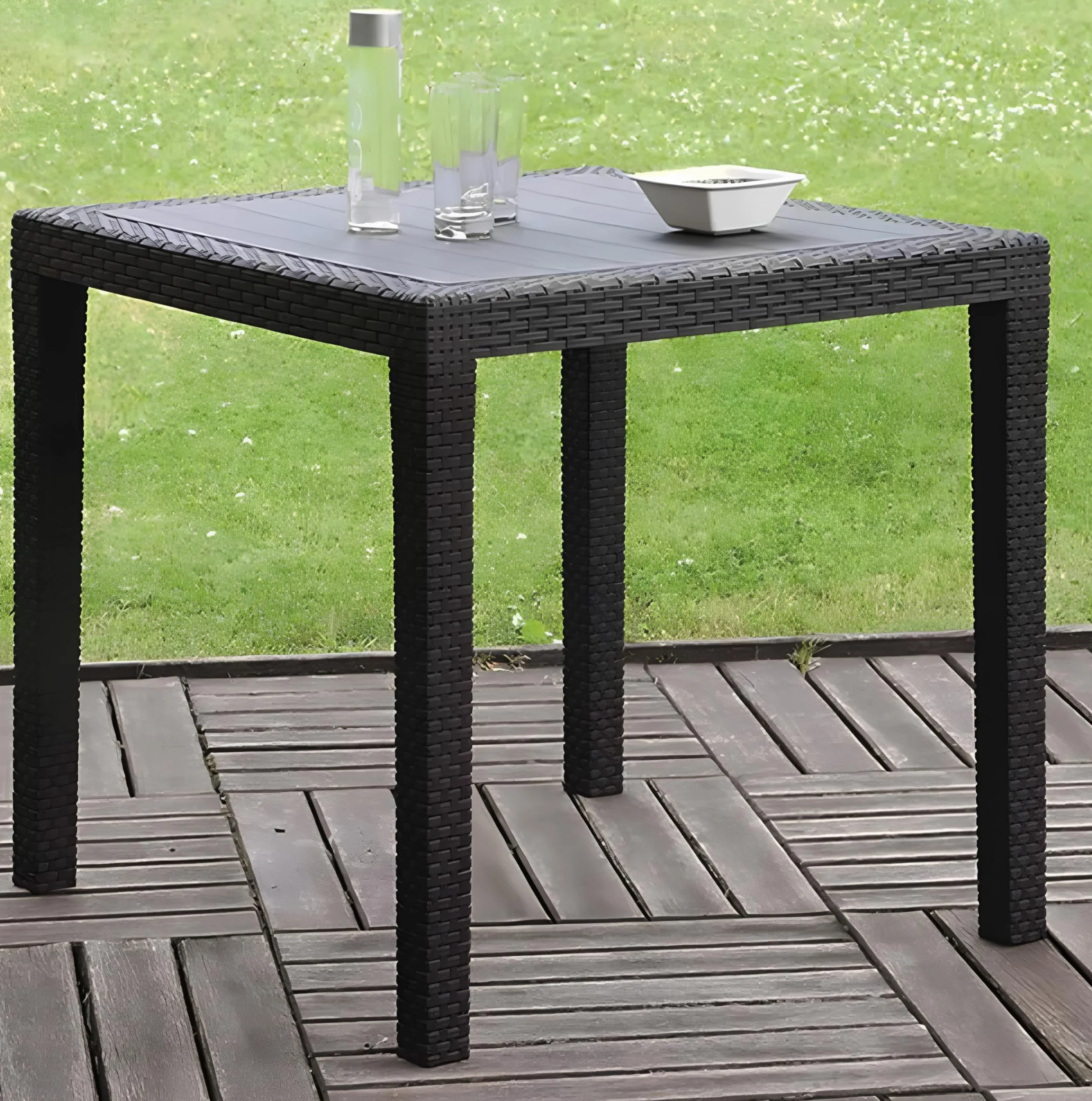 Tavolo da giardino con rivestimento ad effetto intrecciato KINGAN