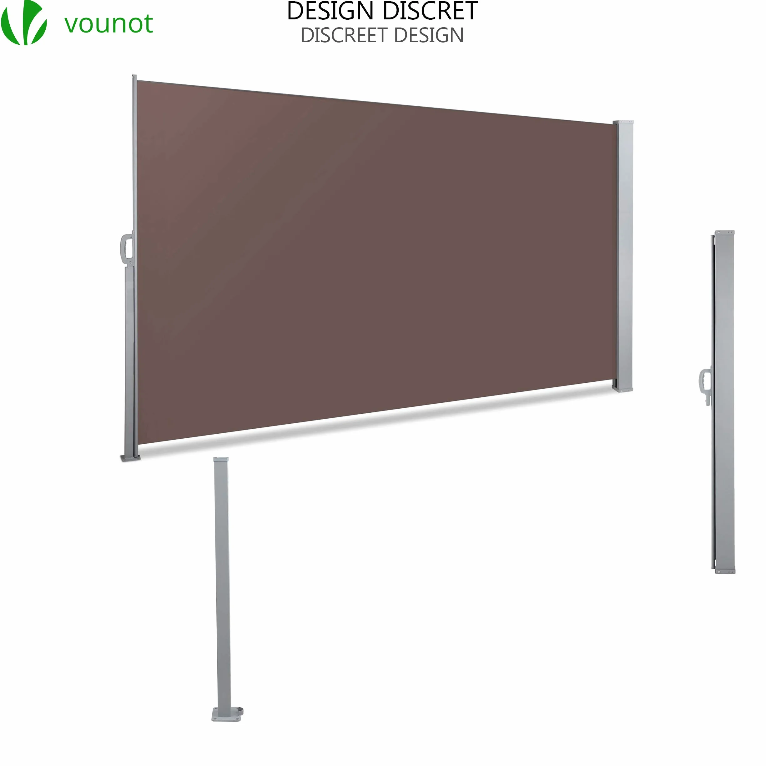 VOUNOT Tenda Paravento Laterale 140 x 300 cm Marrone Riavvolgibile Antivento Protezione Privacy Solare