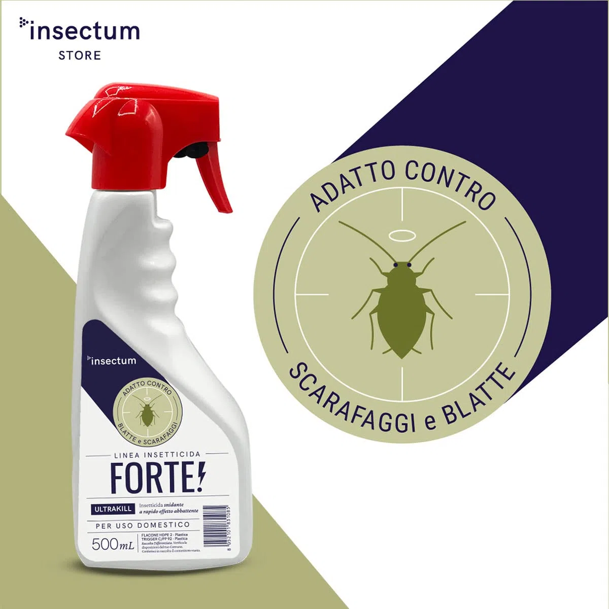 Spray blatte disinfestazione casa 2x500 ml - Coppia spray Anti scarafaggi e anti blatte a effetto abbattente - 2 bottiglie - Insetticida multinsetto antiscarafaggio e blatta