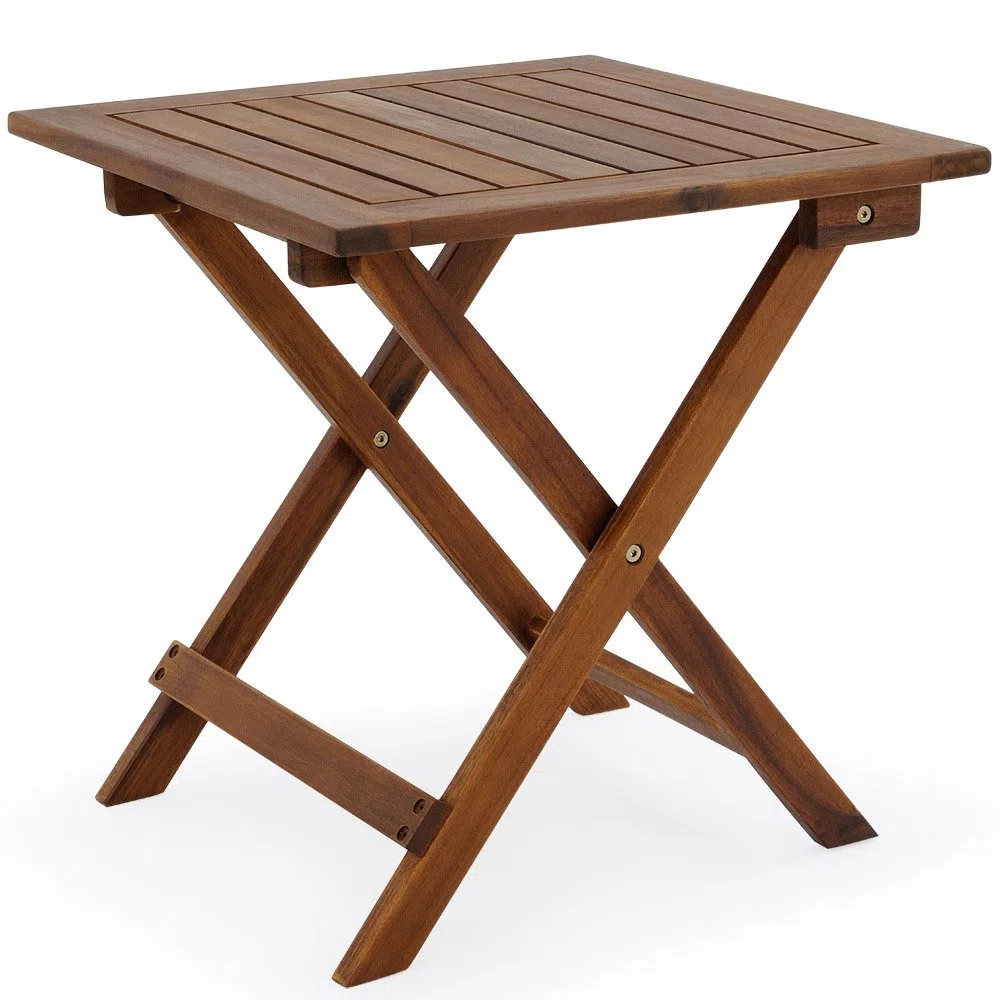 Casaria Tavolino Pieghevole 46x46x46cm Legno Acacia Tavolo da Esterno Richiudibile Salvaspazio