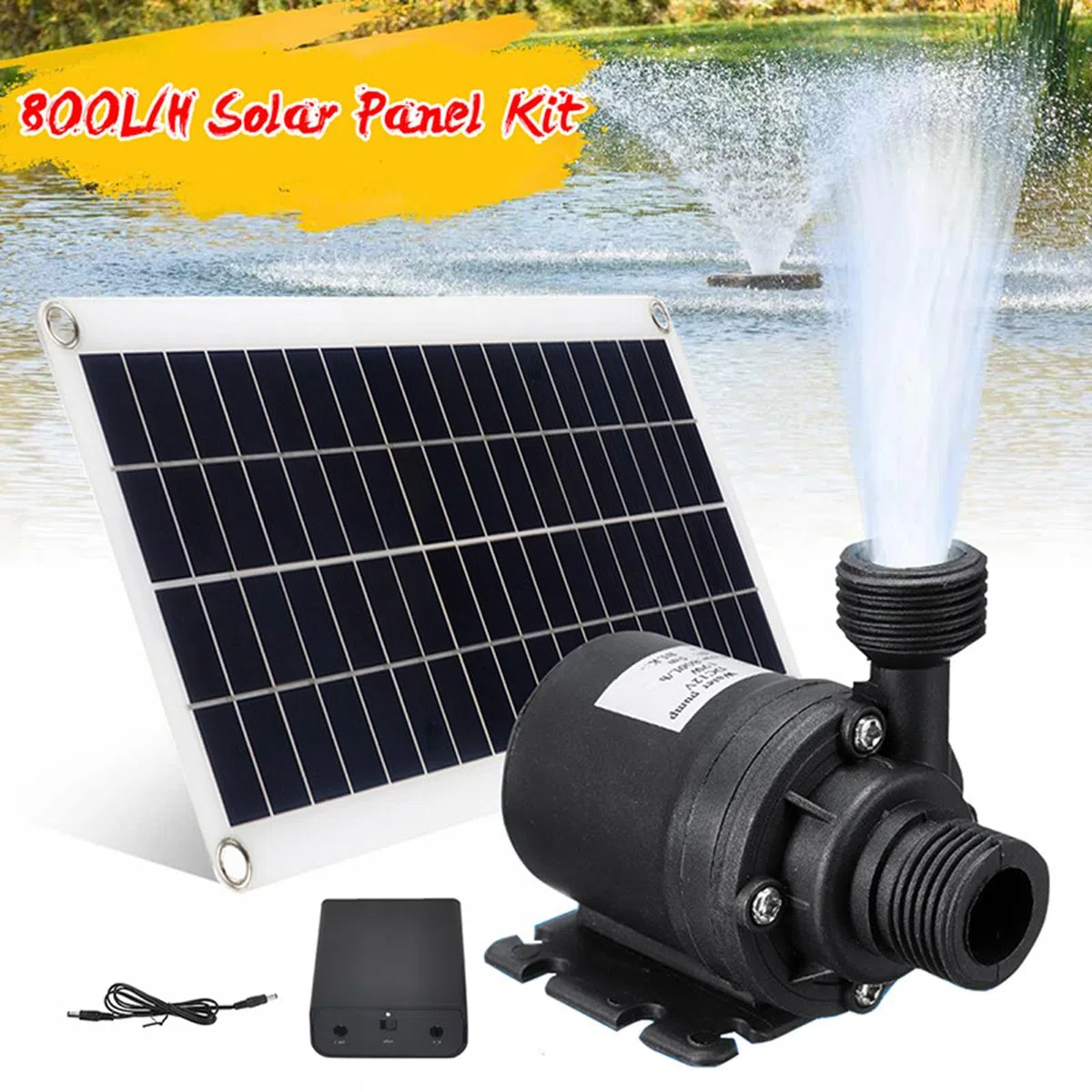 Pompa per fontane solari con pannello 100W, batteria integrata per giardini