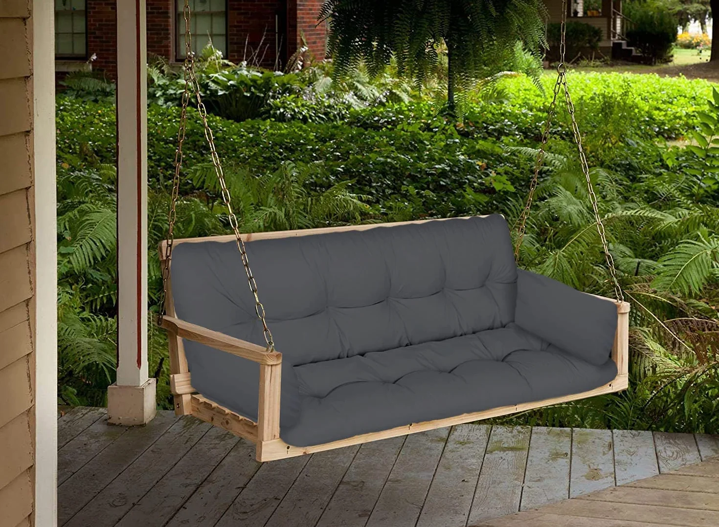 Ferocity Cuscino per panca da giardino, impermeabile, 100x50x50 cm, per mobili da giardino, per pallet, per esterni e patio, con schienale, Verde [133]