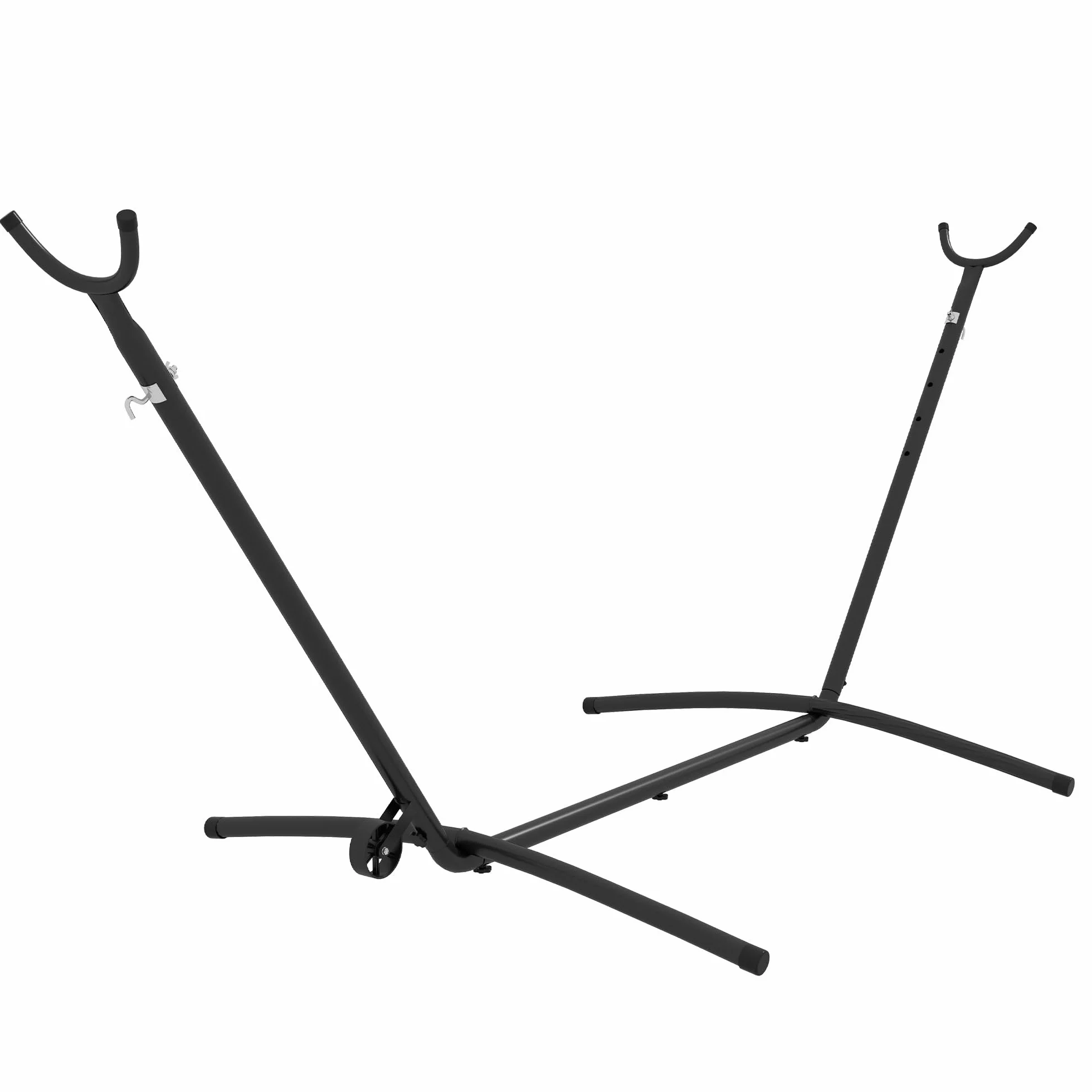 Outsunny Supporto per Amaca da 330 cm Max con 6 Fori e Rotelle, Sostegno per Amaca in Metallo con Borsa da Trasporto, 290x120x115 cm, Nero