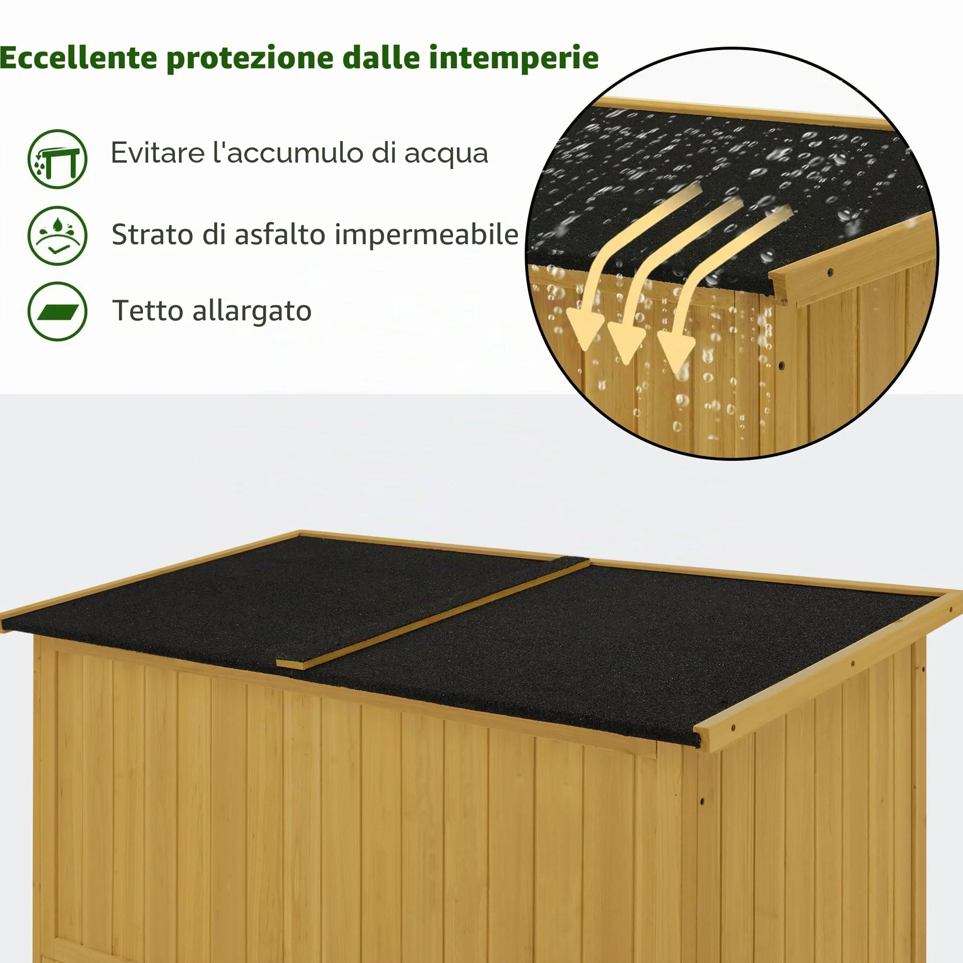 M MCombo armadio da giardino in legno, casetta da giardino piccola resistente alle intemperie, casetta per attrezzi da esterno, per area esterna balcone terrazza, 59×129×168 cm, 0901D-1 (natura)