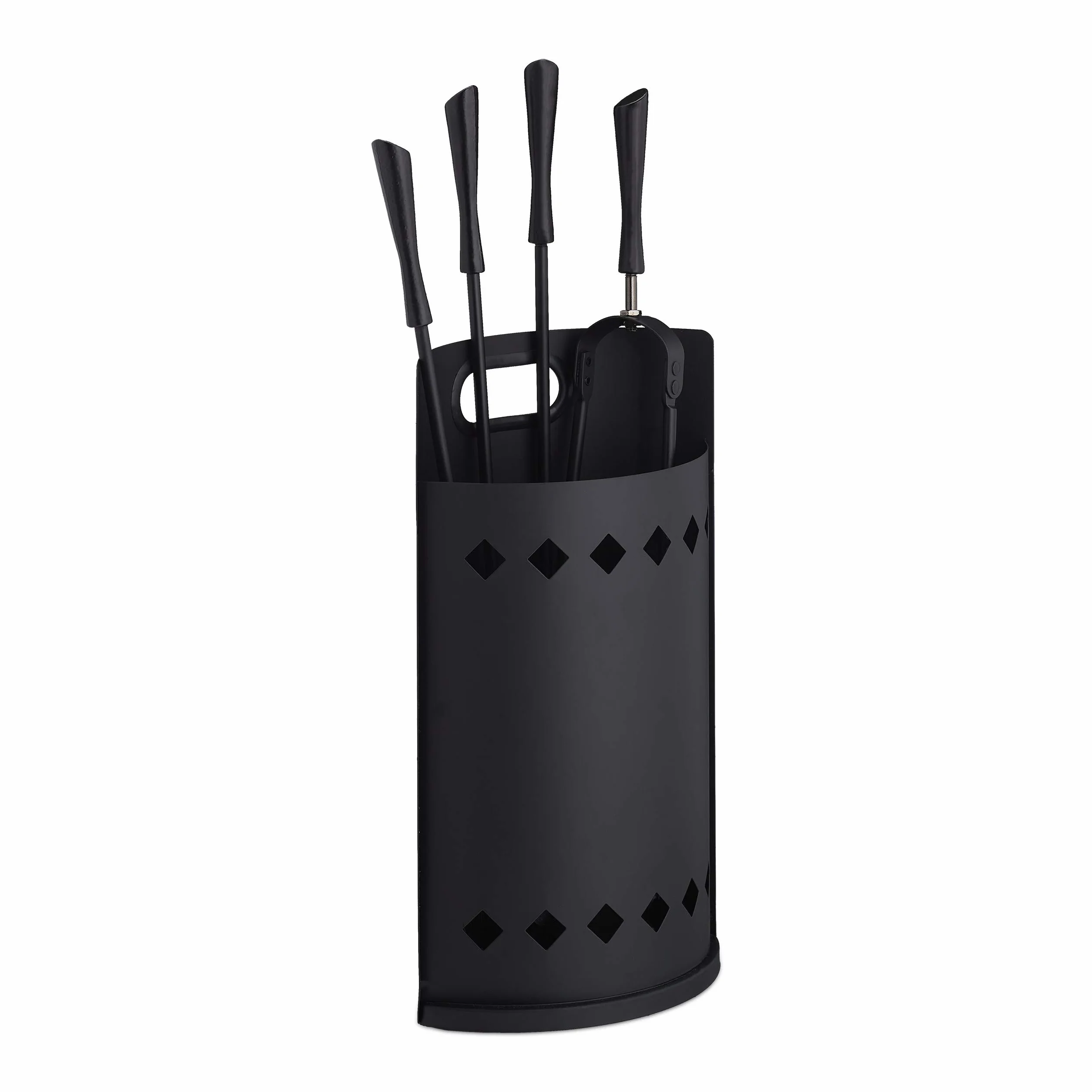 Relaxdays Accessori Camino 5 Pezzi Attizzatoio Paletta Pinza Scopino Secchio Nero