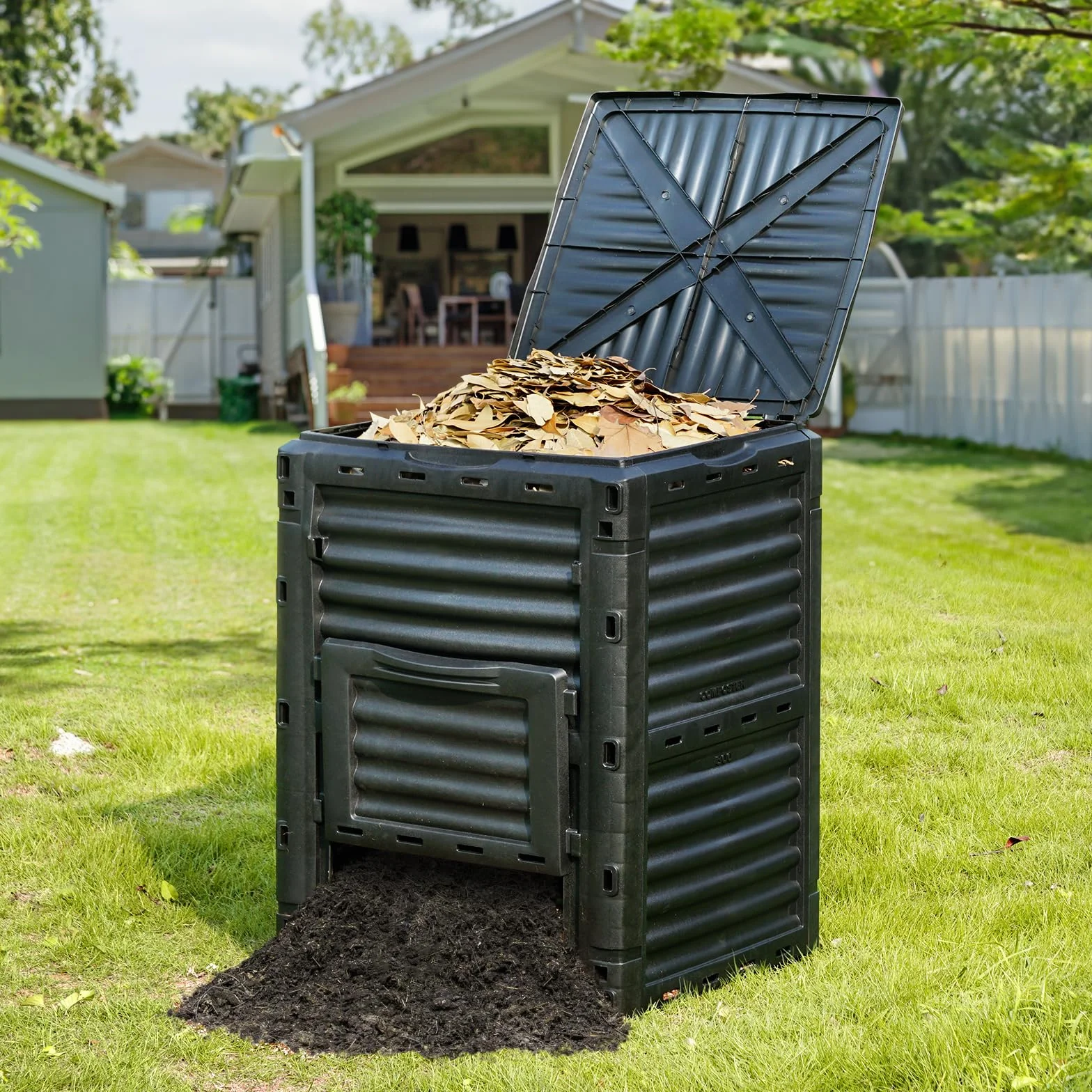 VEVOR Compostiere da Giardino 300 L Contenitore per Compost Esterni Senza BPA