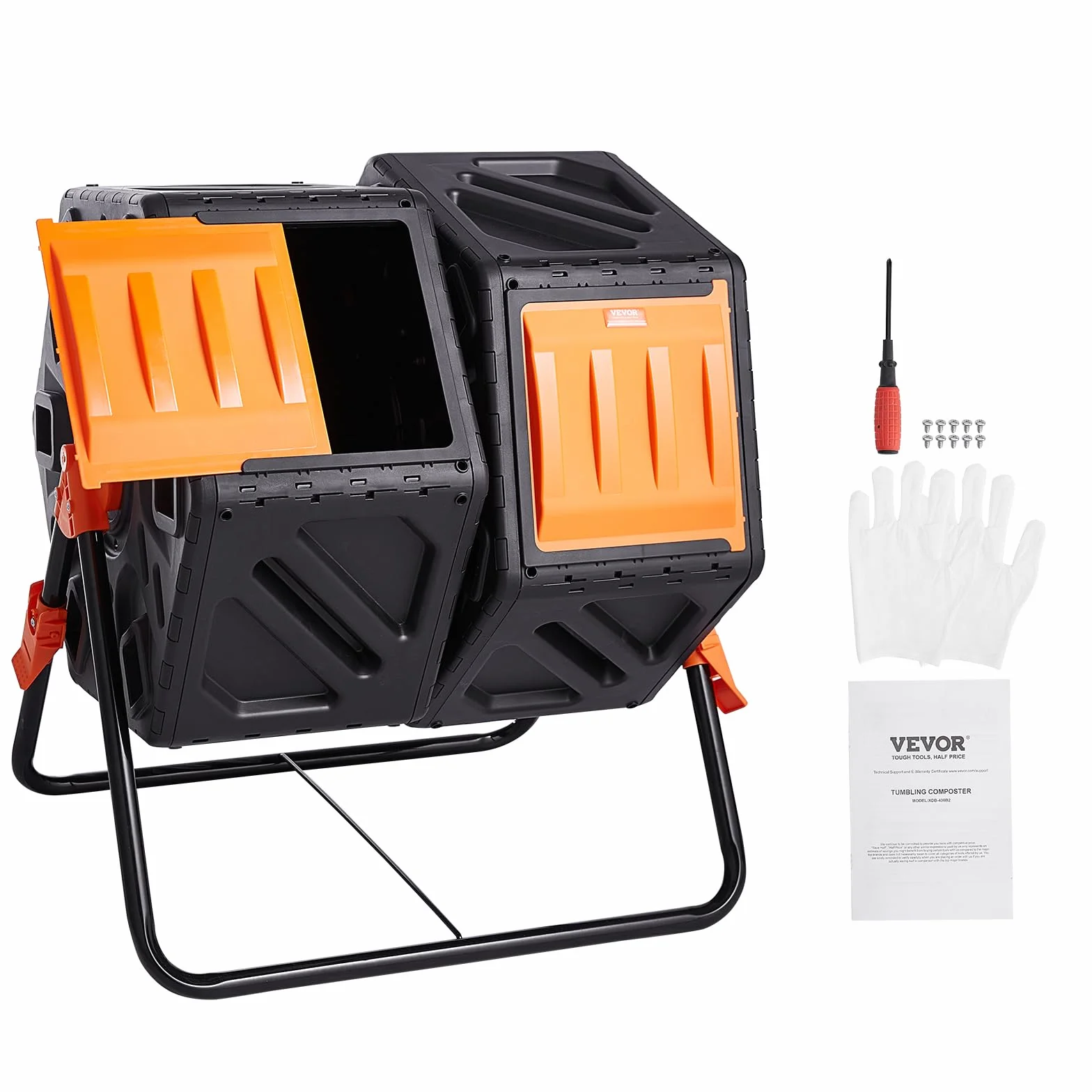 VEVOR Compostiera da Giardino Rotante 140L Doppia Camera 360° PP Senza BPA 40 kg