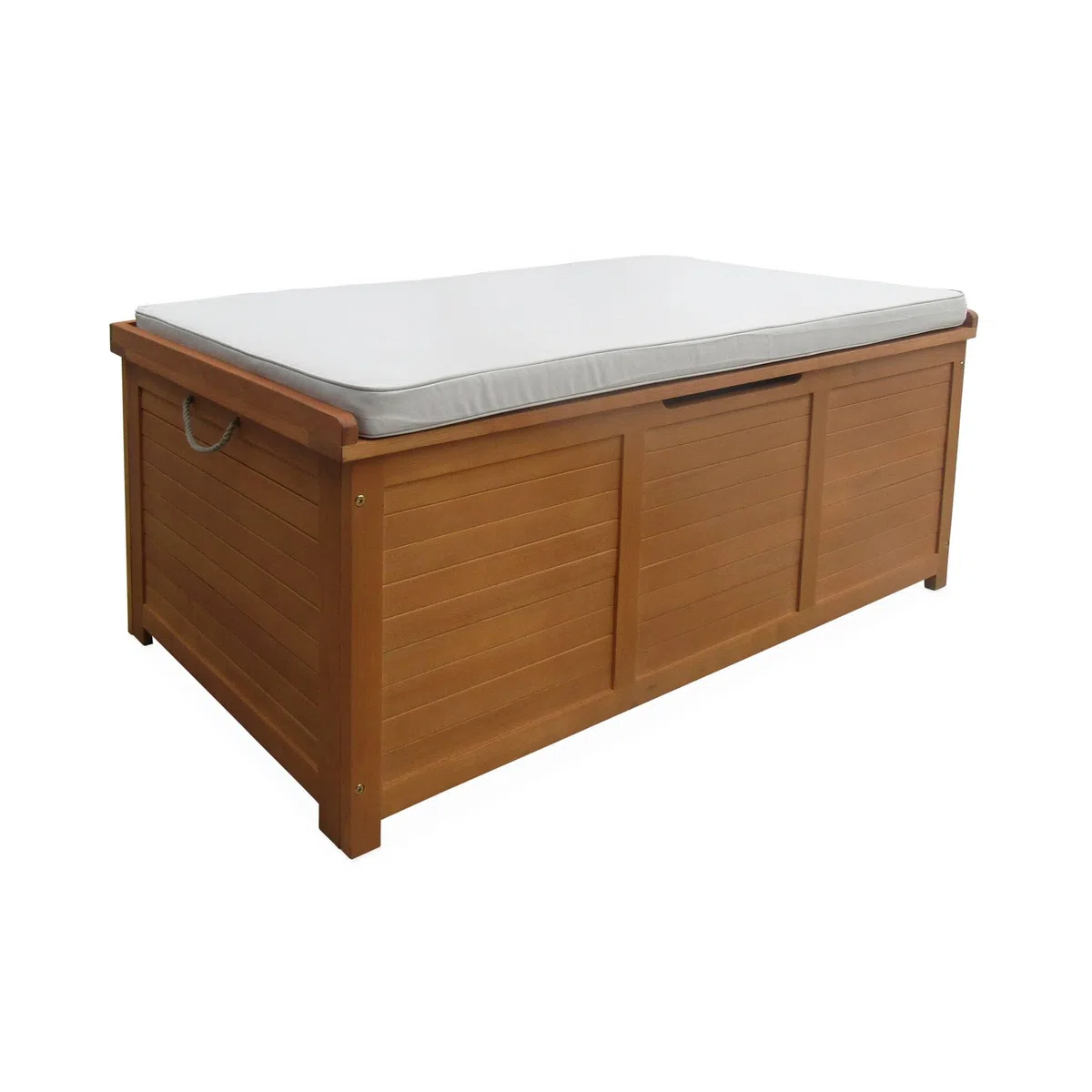 sweeek Cassapanca da Giardino in Legno 200L con martinetti Marrone Naturale - 125x60x96 cm