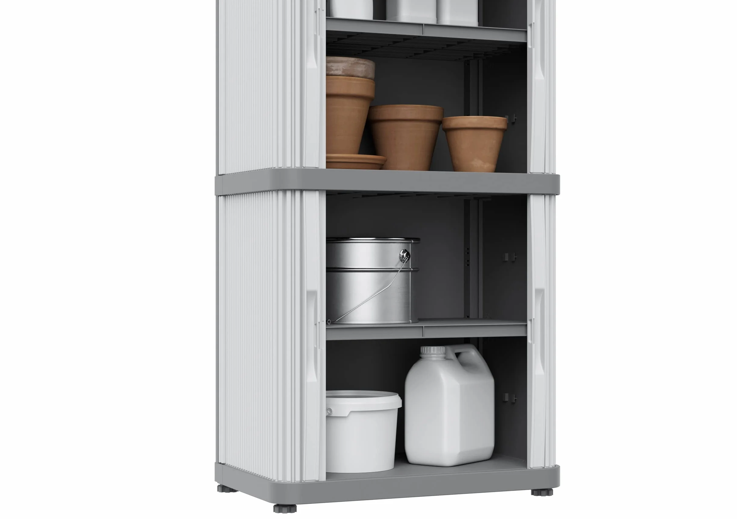 Terry - Rolling Space Cab 2, Armadio a 2 Vani con Due Antine Scorrevoli, 2 Ripiani Interni Modulabili, da Interno e Esterno, in Plastica, 59x36x115 cm