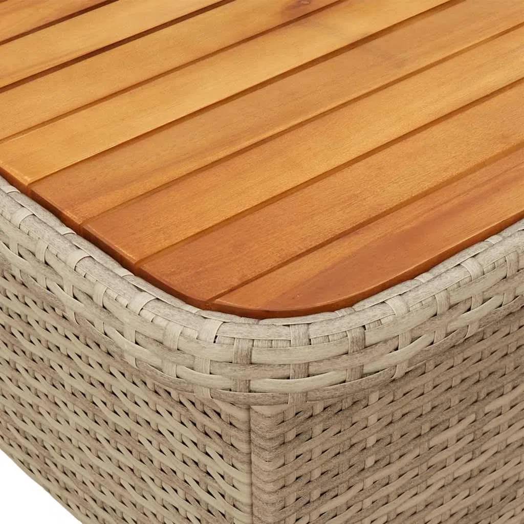 Tavolo da Giardino Beige 110x110x71cm Polyrattan Legno Acacia vidaXL