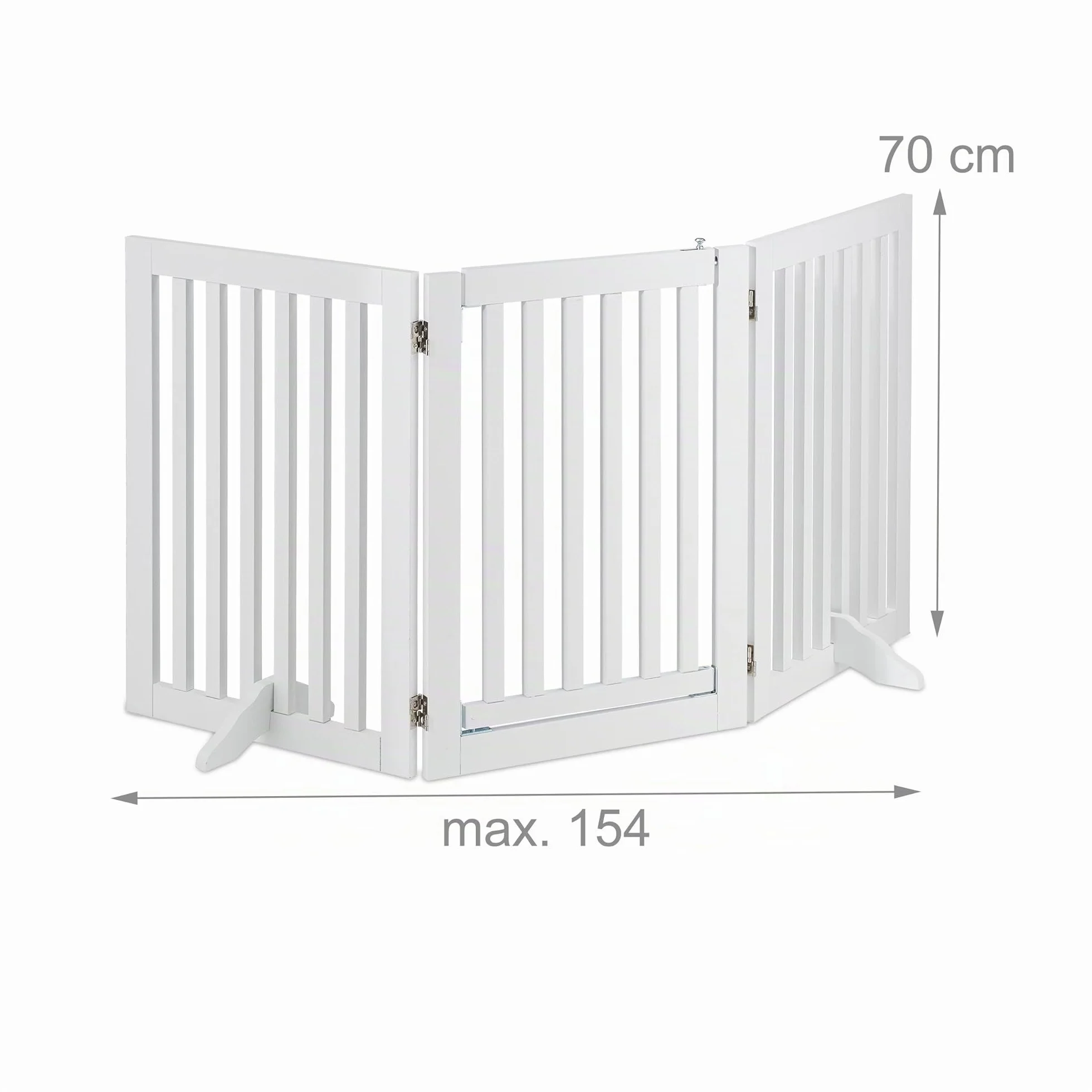 Relaxdays Cancelletto per Bambini con Porta, HxL: 70 x 154 cm, Barriera Protettiva per Scale, per Cani e Neonati, Bianco