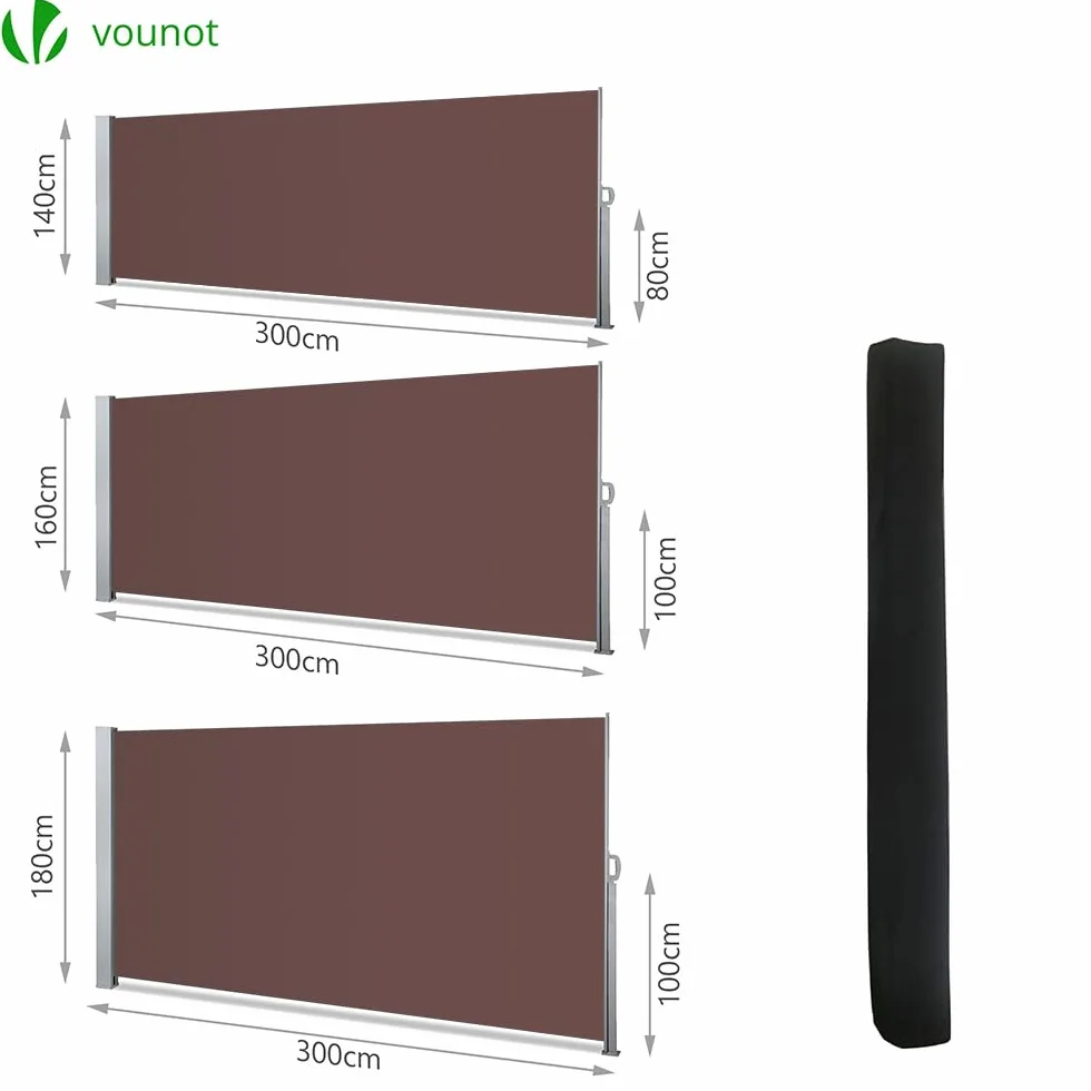 Tenda Paravento Laterale Riavvolgibile Antivento Protezione Privacy 180 x 300 cm Marrone Scuro