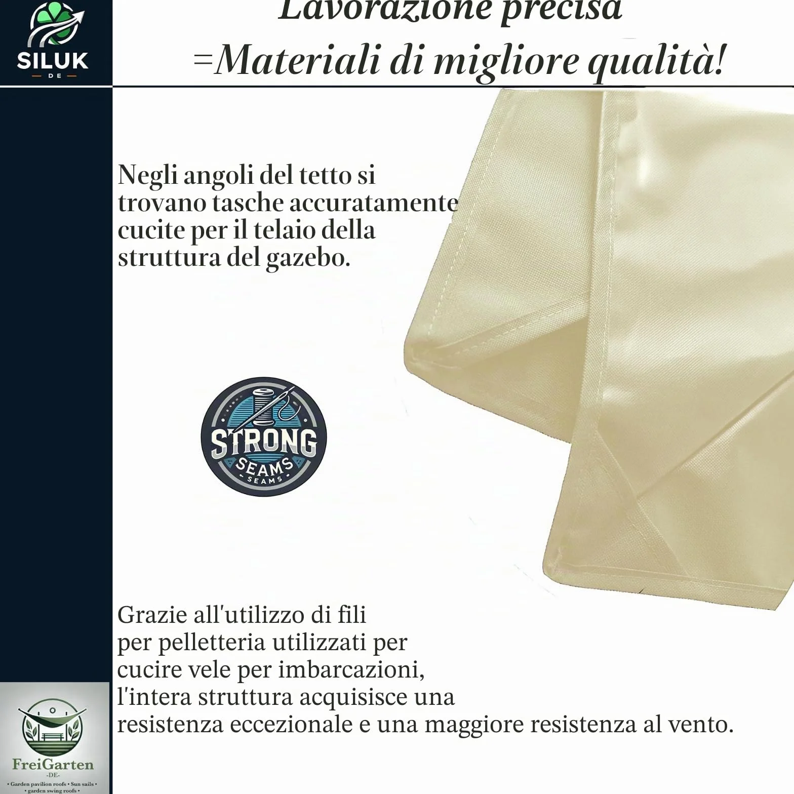 Tetto di ricambio per gazebo 334x334 cm sabbia anticata impermeabile Panama PCV Soft 370 g/m² modello 10 beige