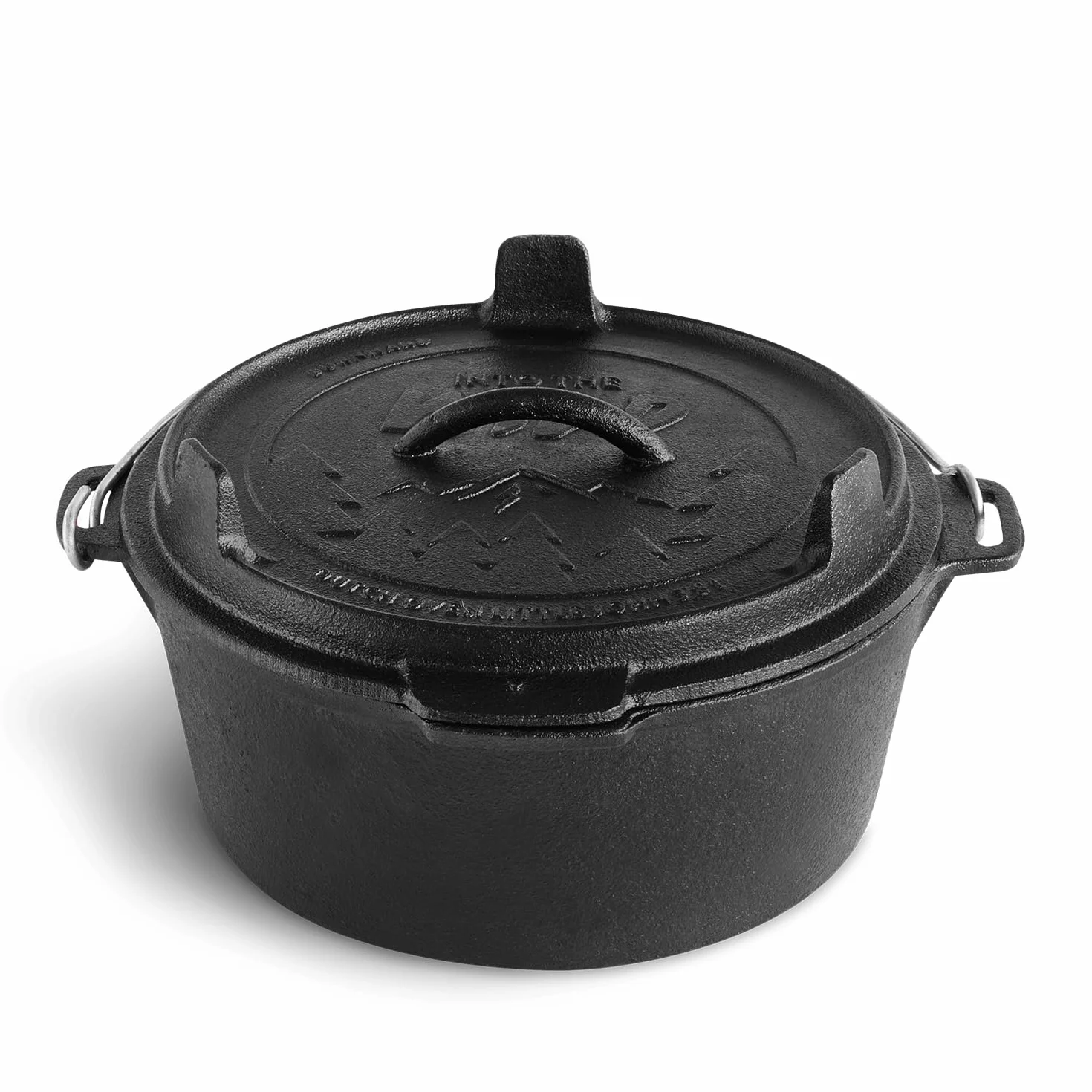 Dutch Oven BURNHARD® in ghisa, 5,6 l capacità, coperchio multifunzione, sollevatore coperchio, per barbecue e focolare, ideale per stufati – Little John