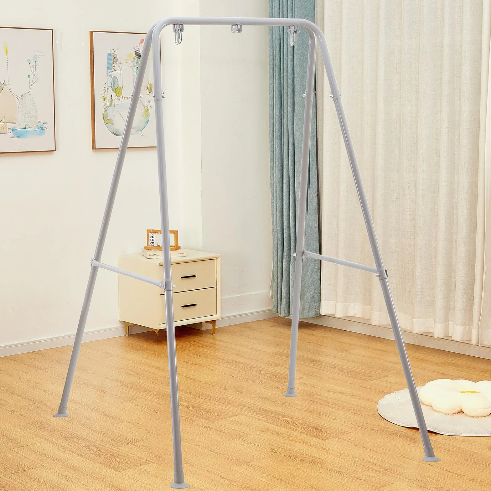 Supporto per Amaca Pieghevole, Supporto per Sedia Amaca Portatile, Telaio per Amaca Pieghevole Resistente per Interni o Esterni, Facile da Montare e riporre (Sedia Amaca Non Inclusa) - Grigio