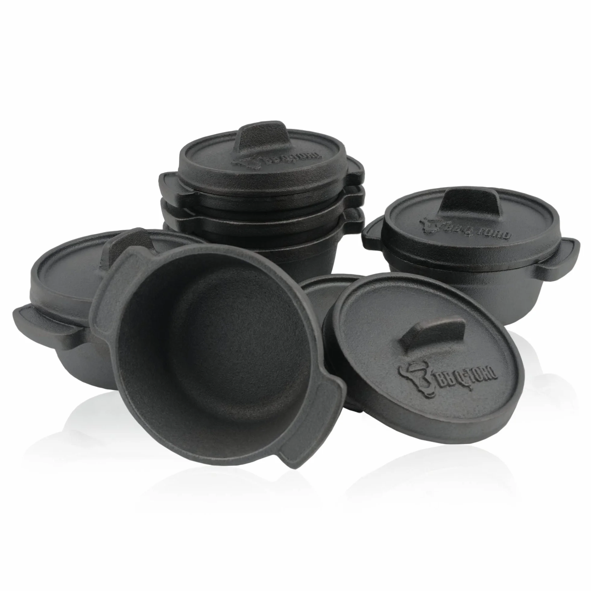 BBQ-Toro - Set da 6 mini forno olandese in ghisa prestagionata I Ø 11 cm I