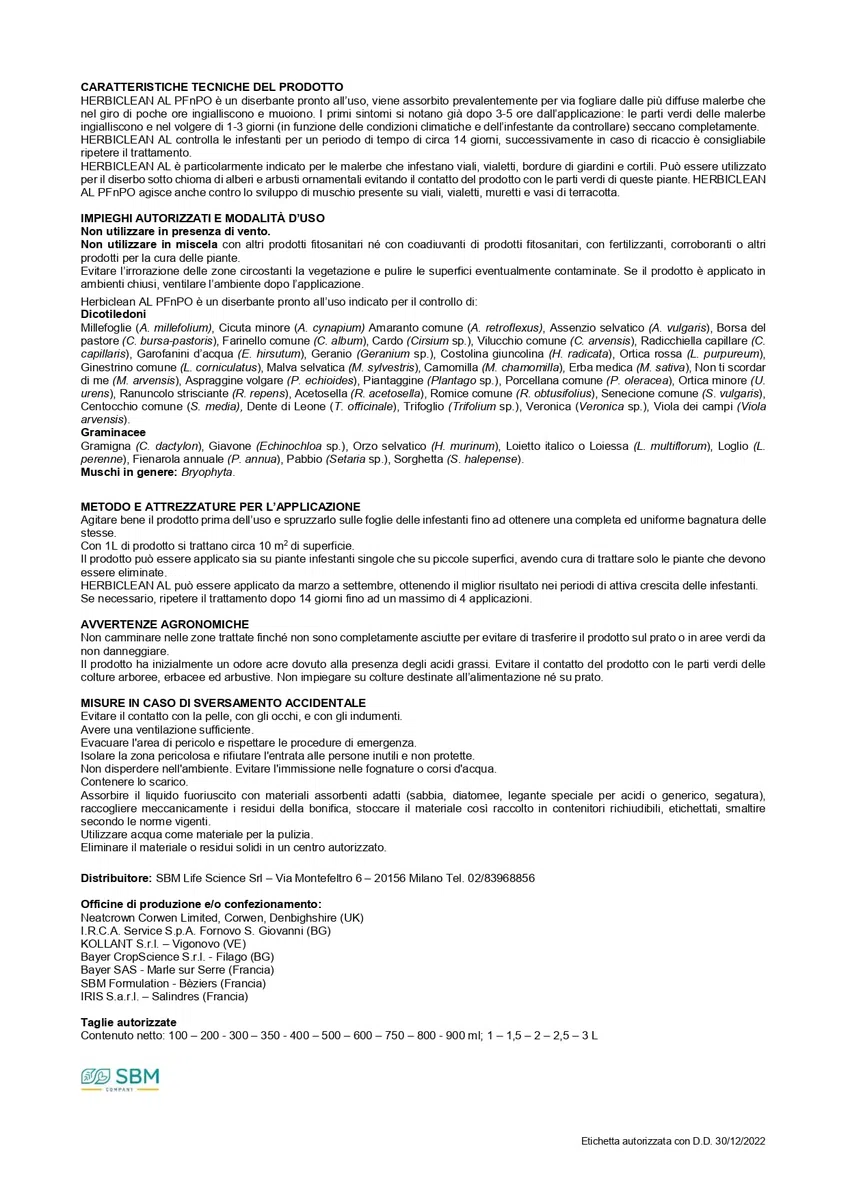 Solabiol Herbiclean PFnPO Diserbante Biologico 3L Alternativa al glifosate