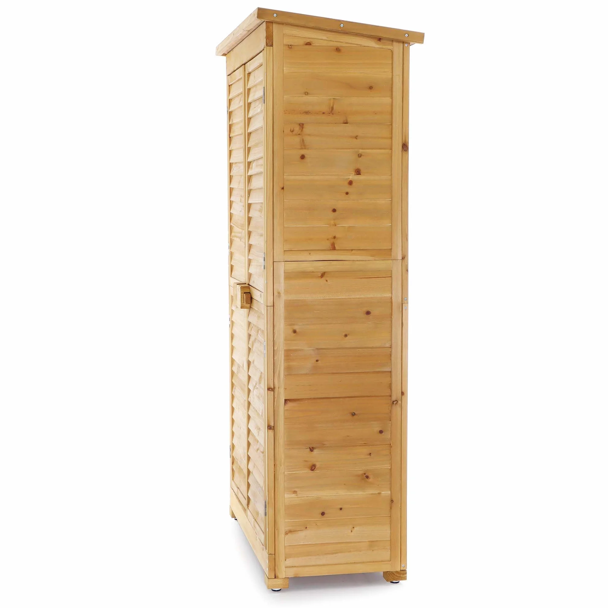 Wiltec Armadio da giardino con ante battenti a persiana 870x465x1600 mm legno di abete con tetto in bitume