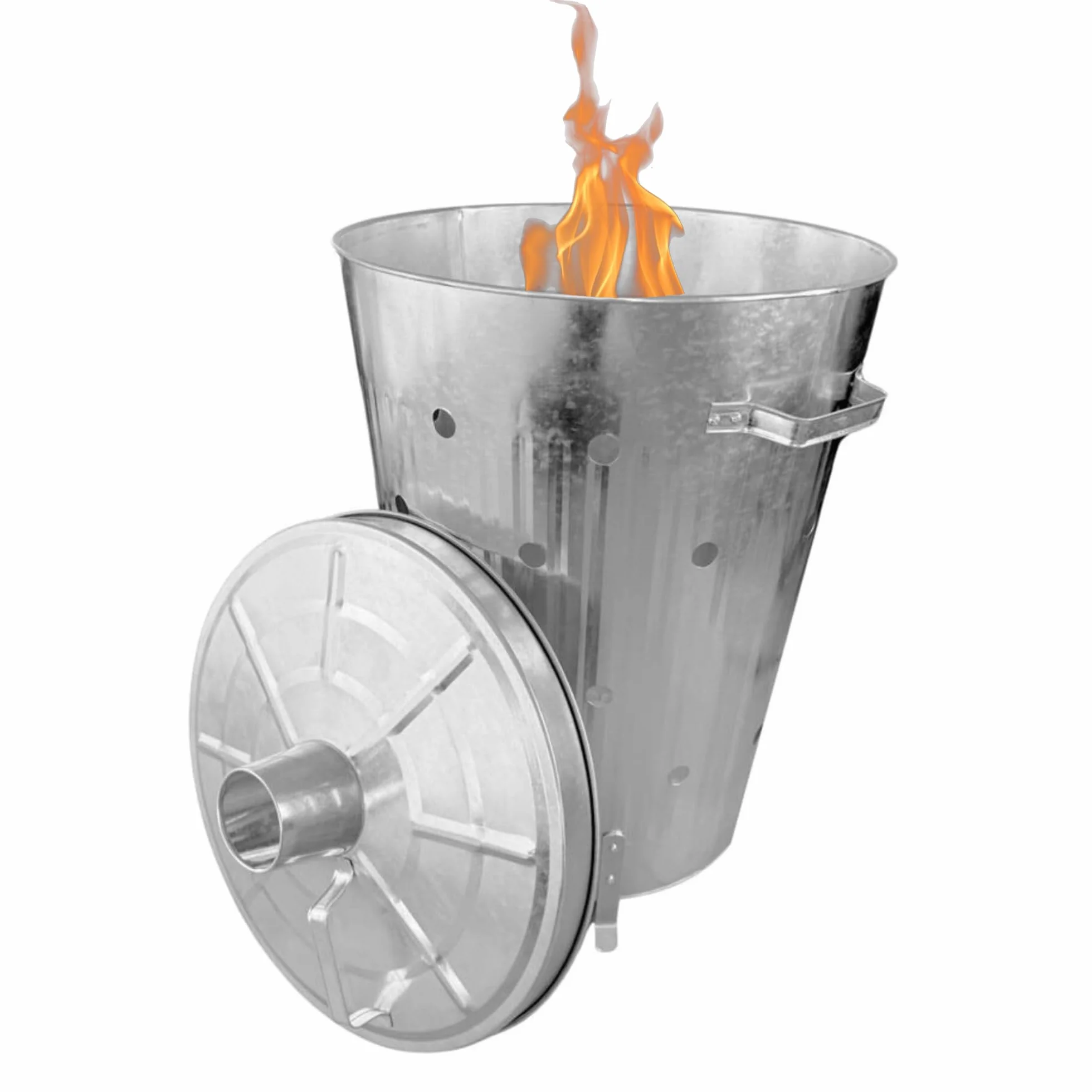 Rori Bidone fuoco XL rifiuti giardino coperchio rotondo 110 l