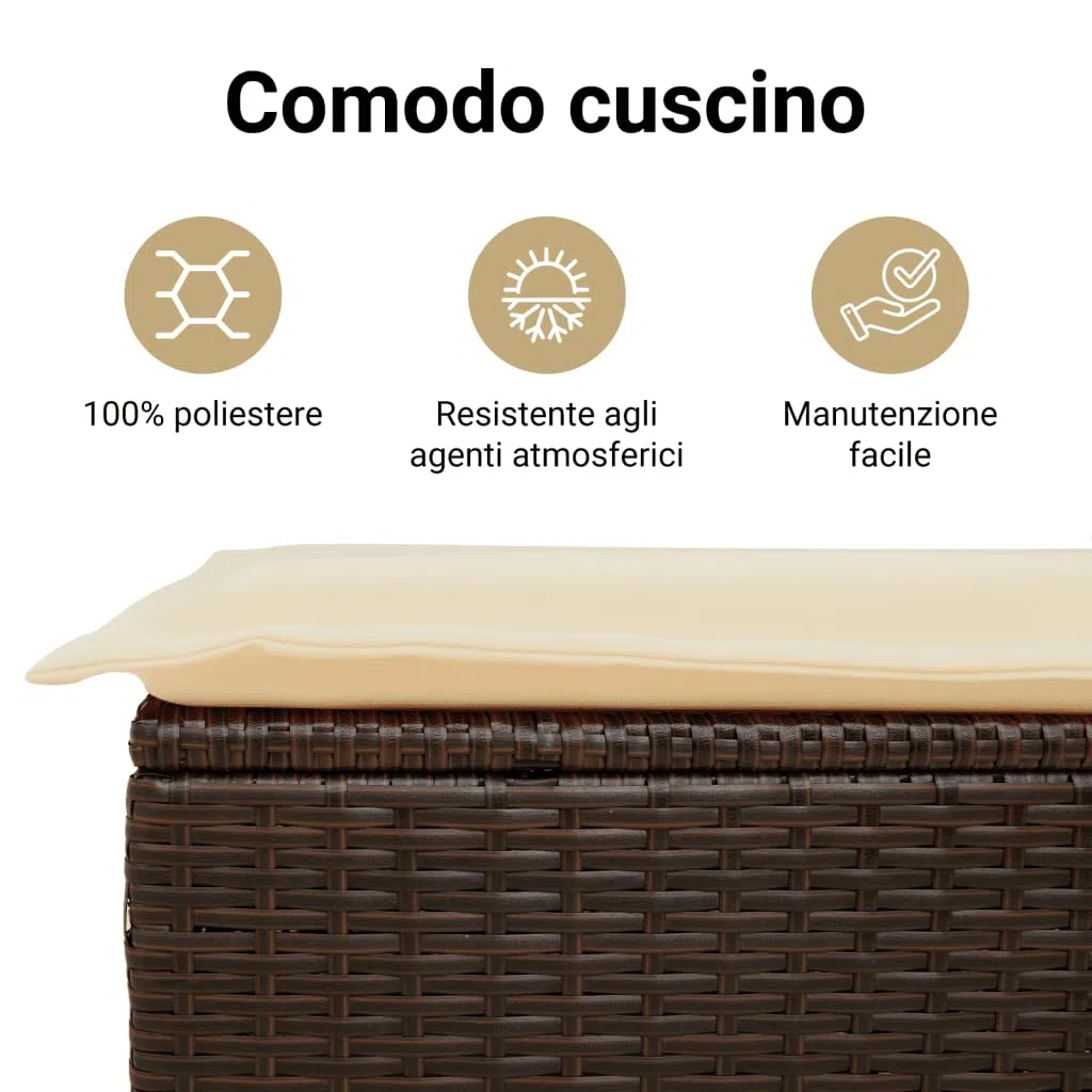 vidaXL Set Divano da Giardino 5 pz con Cuscini Marrone in Polyrattan