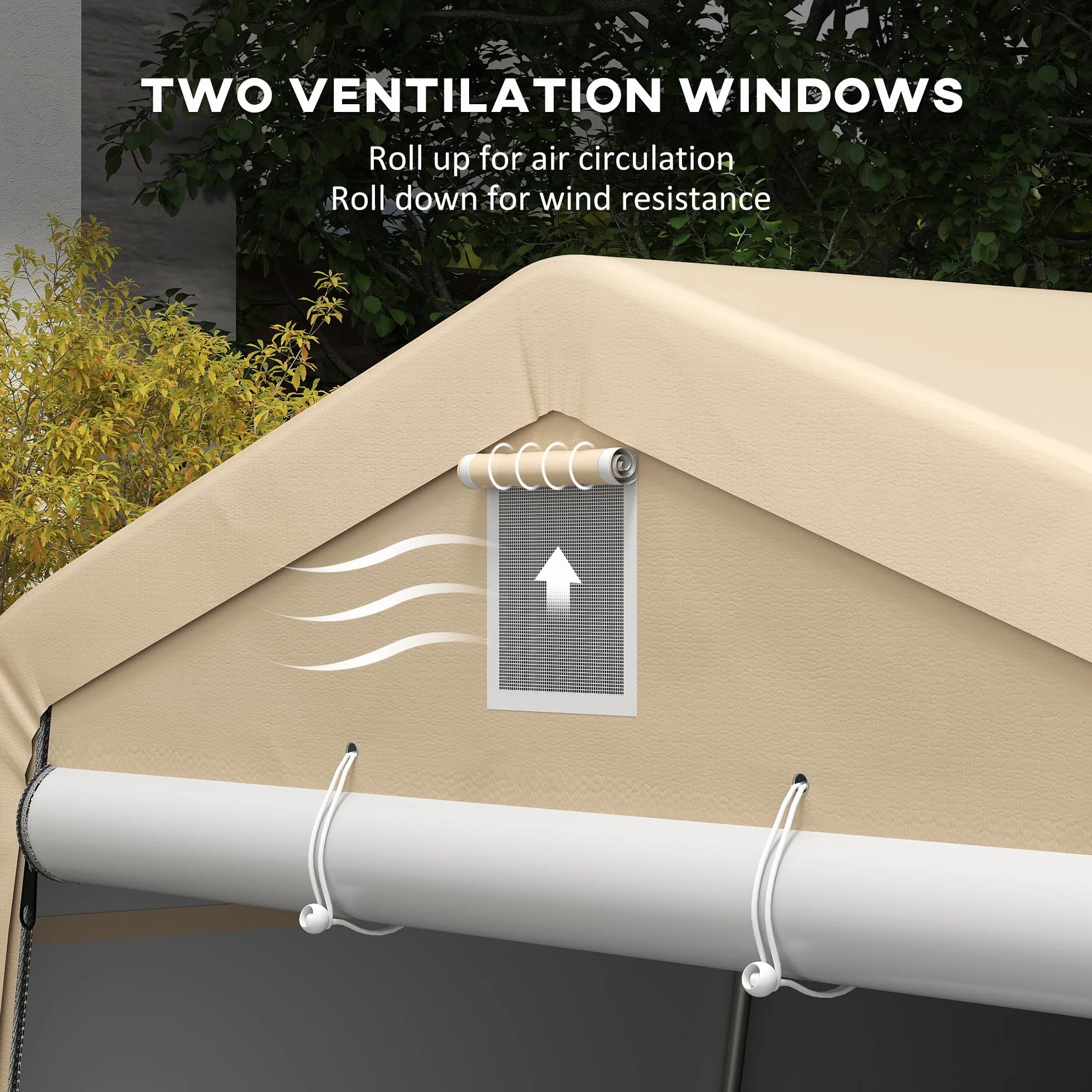 Outsunny Tente garage carport 6,2L x 3,3l x 2,4H m acciaio zincato PE 150 g/m² impermeabile anti-UV