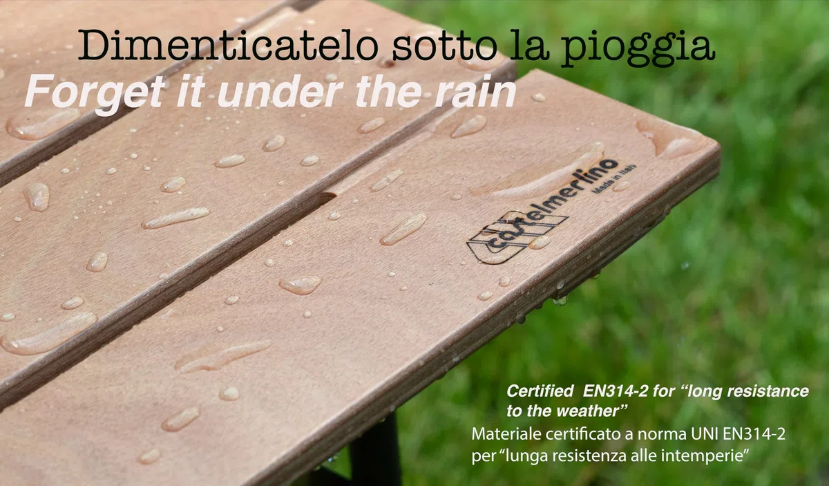 CASTELMERLINO 280 Tavolo gambe pieghevoli Outdoor camping terrazzo piano in Compensato Marino di Okumè cm 100 x 60