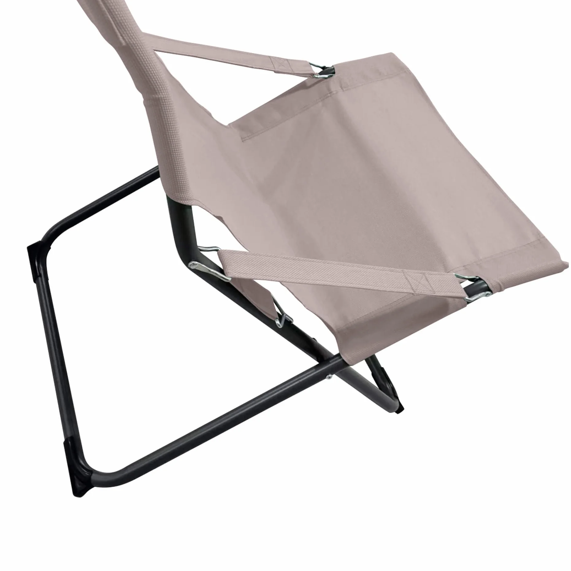 Rebecca Mobili Sedia da Esterno Pieghevole Reclinabile con Braccioli Acciaio Poliestere Beige Grigio Scuro 88x63x83 cm