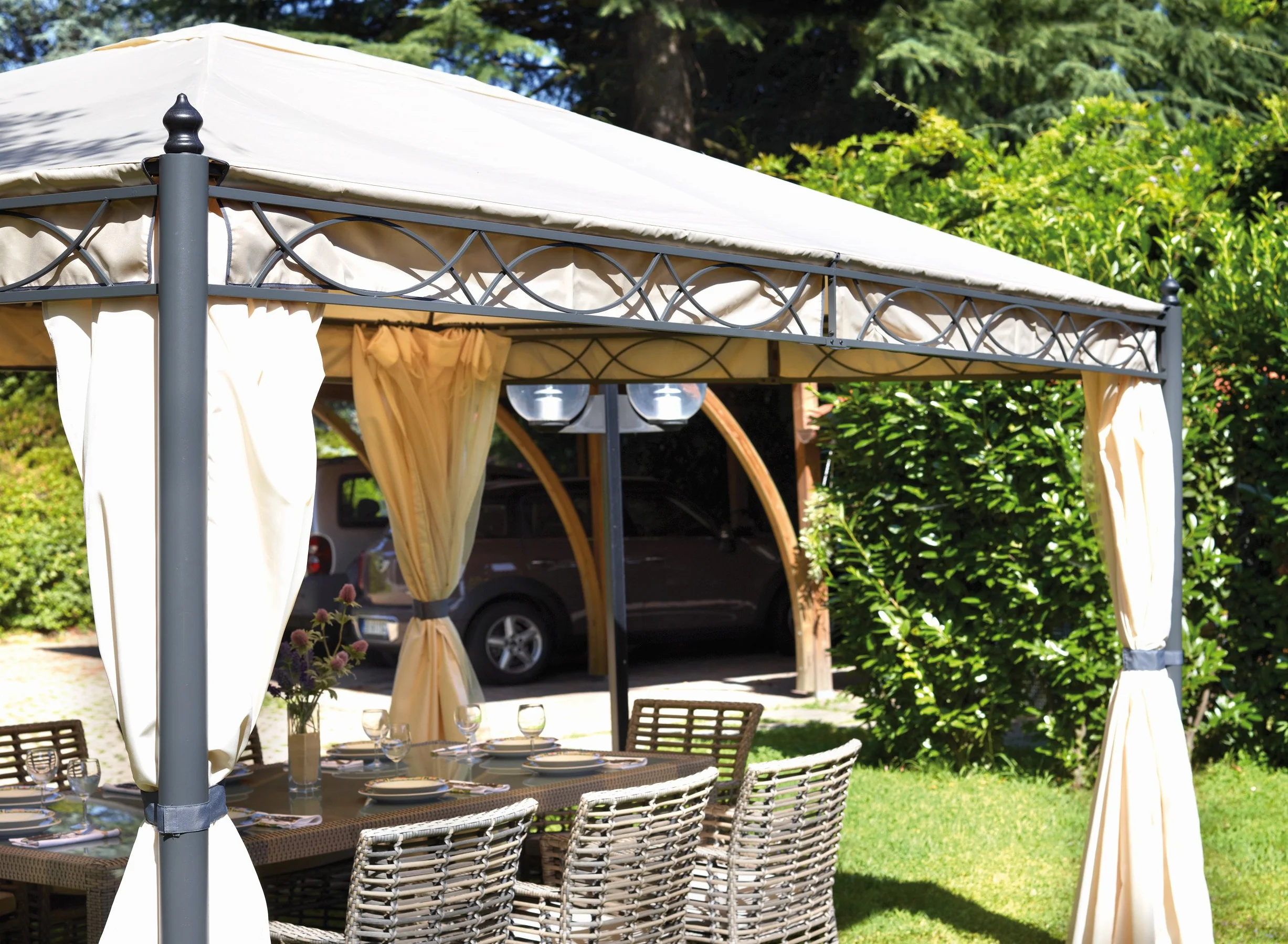 Telo di ricambio per gazebo Greenwood GAZ372 3x4m antivento poliestere resinato 210 gr sabbia