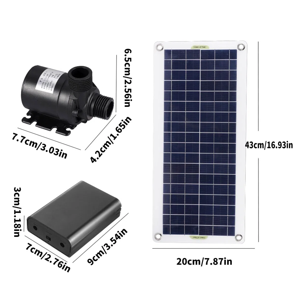 Pompa per fontane solari con pannello 100W, batteria integrata per giardini
