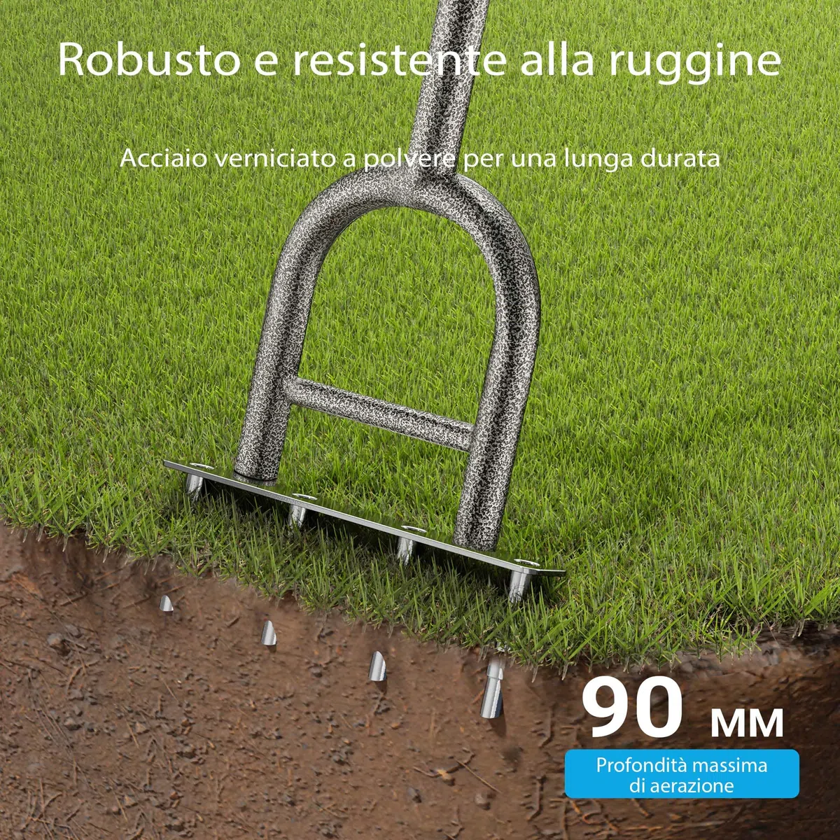 Wiltec Carotatrice manuale per prato in acciaio con impugnatura ergonomica a T e 4 fustelle