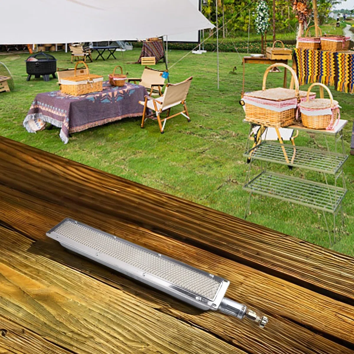 Bruciatore in ceramica a infrarossi per barbecue a gas 41x8 cm 53x9,5 cm
