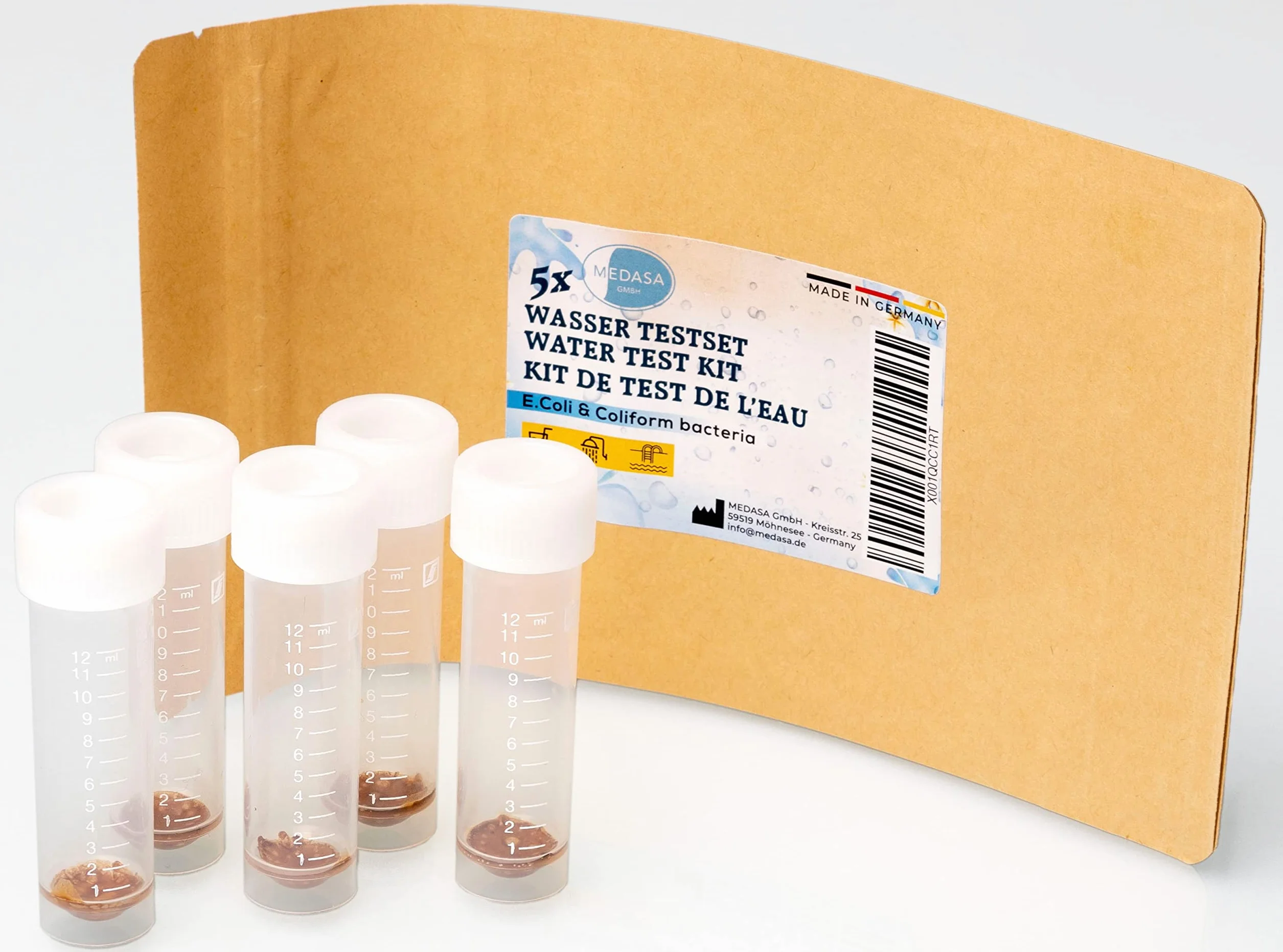 Test d'acqua per batteri coliformi E.coli 5 kit