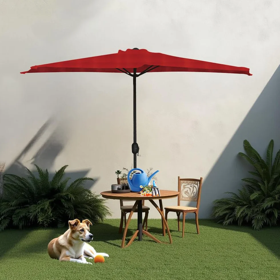 Ombrellone Mezzaluna 300x150x250h cm, da Muro e Parete, Palo Ø38 mm, Protezione UV, Idrorepellente, Parasole Ombra