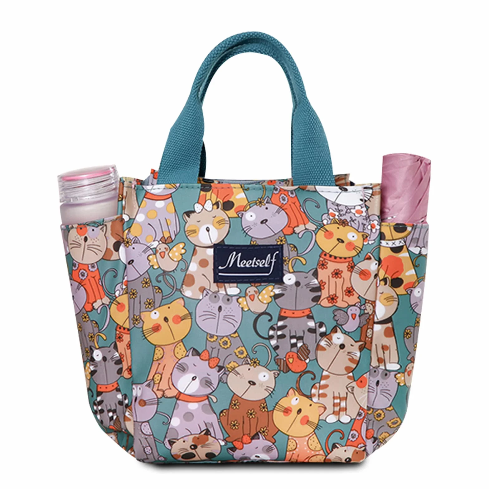 FANDARE Borsa Porta Pranzo Borsa da Picnic da Donna per Ufficio Lavoro Scuola Viaggi(Gatto)