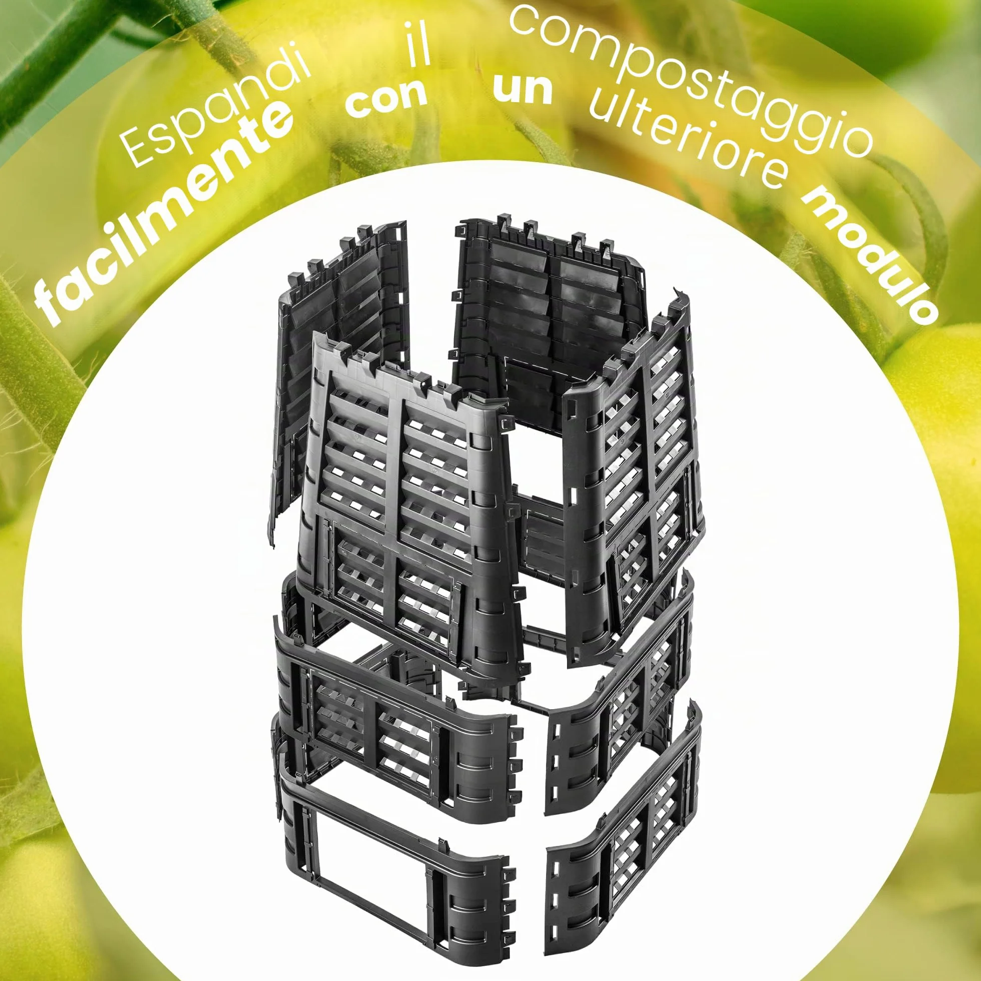 KADAX Compost, Sistema di compostaggio Nero, composti di plastica, Compost Termico Resistente al Tempo con Coperchio Pieghevole (1000L)