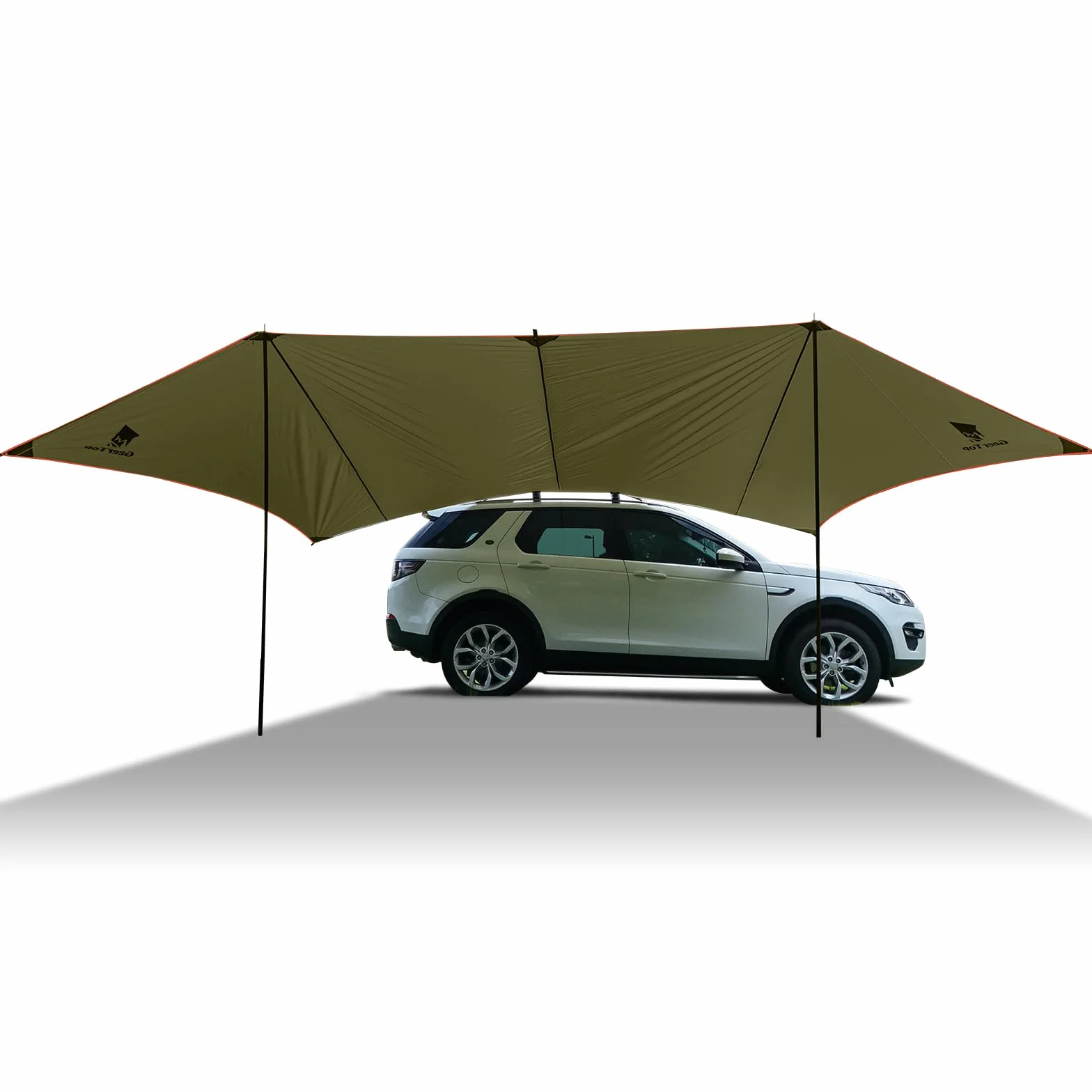 Tenda da Sole Auto GeerTop 3,5 x 5,8 m Impermeabile 3000 mm, Grande Tenda Laterale con 2 Aste, Tettoia Solare Impermeabile per Campeggio Auto, SUV, MPV, Camper