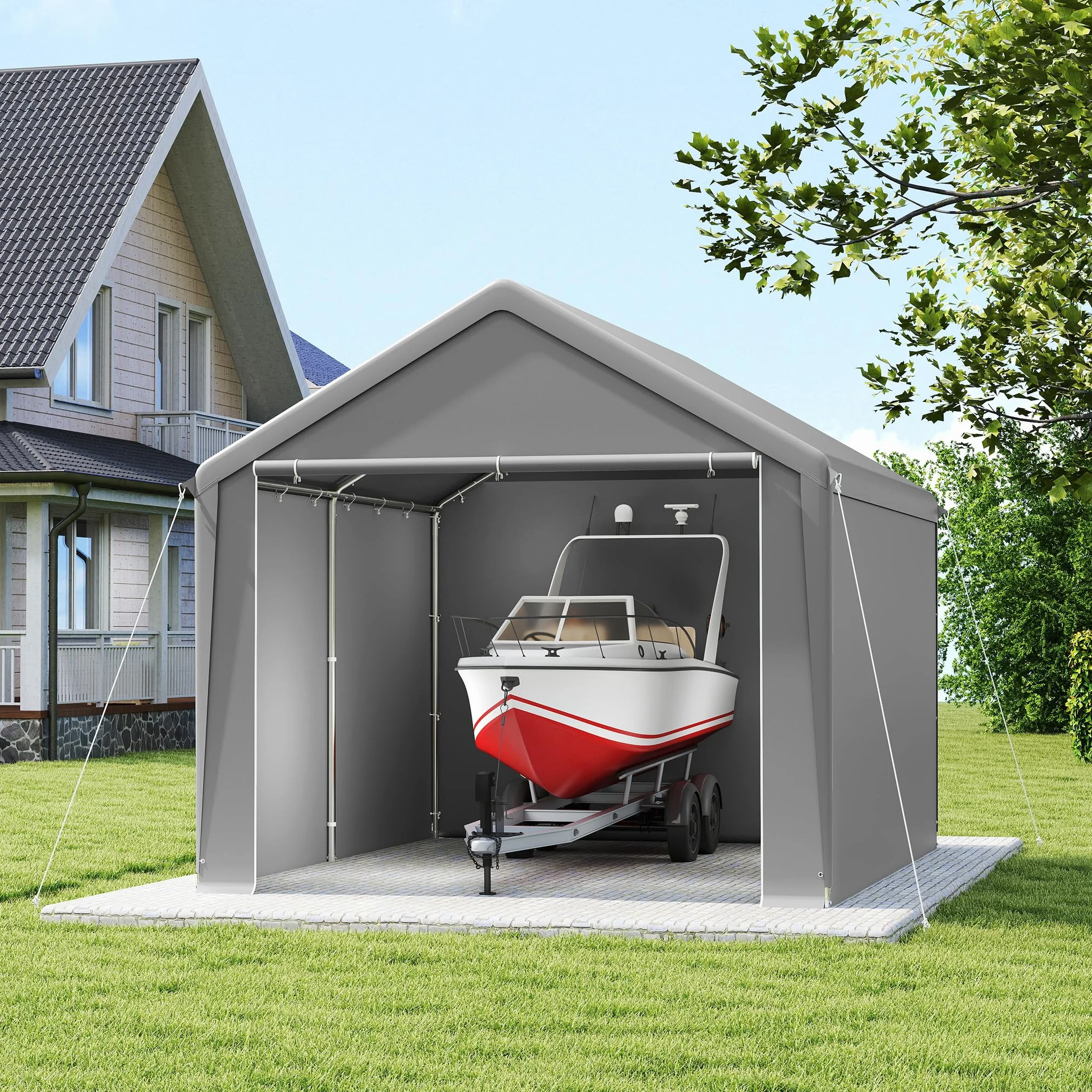 UISEBRT Garage per tende da 3 x 4 m tettoia tenda da campeggio telone PE telaio acciaio resistente