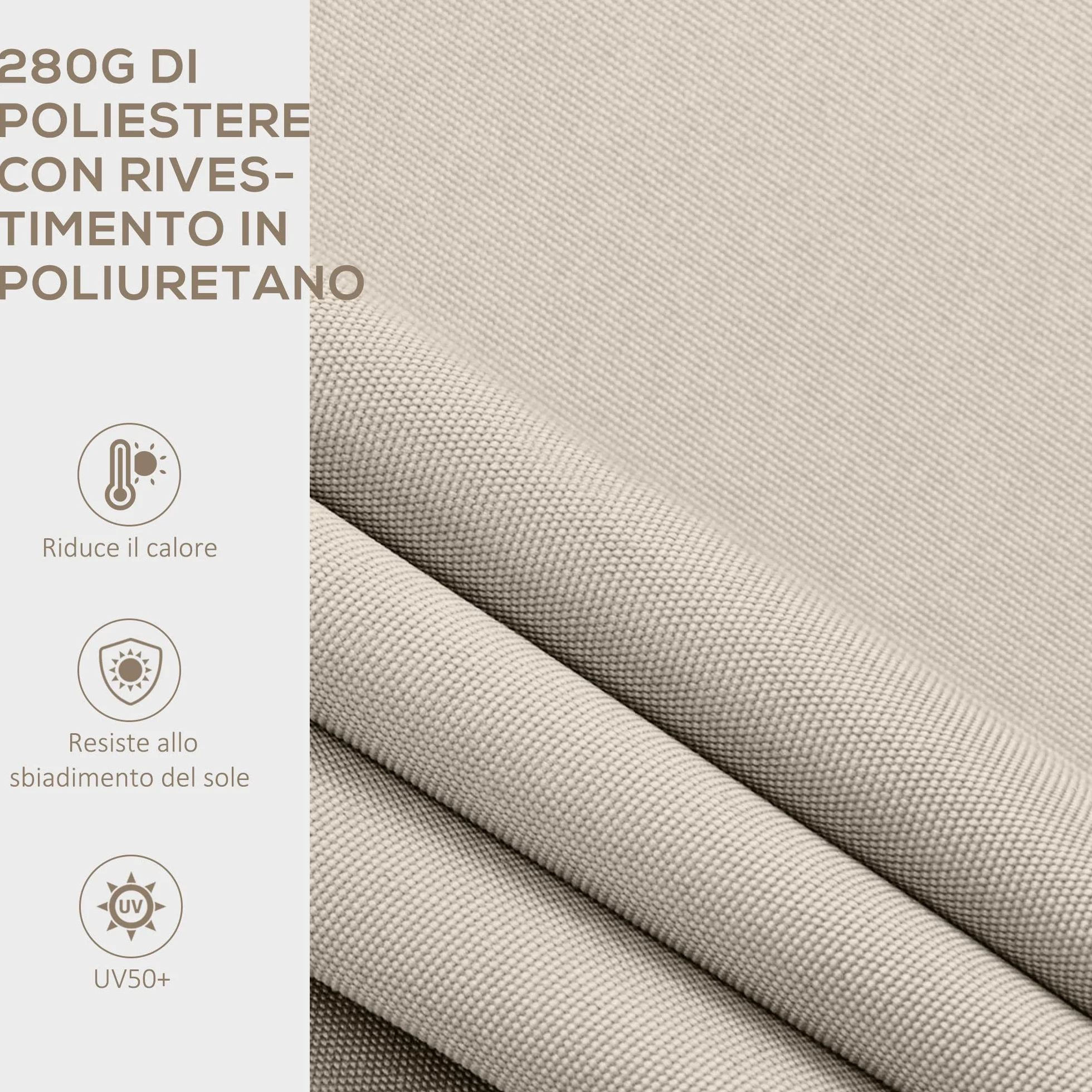 Outsunny Tenda da Sole 2x2.5 m a Bracci Manuali in Alluminio e Poliestere per Esterni, Bianco Crema