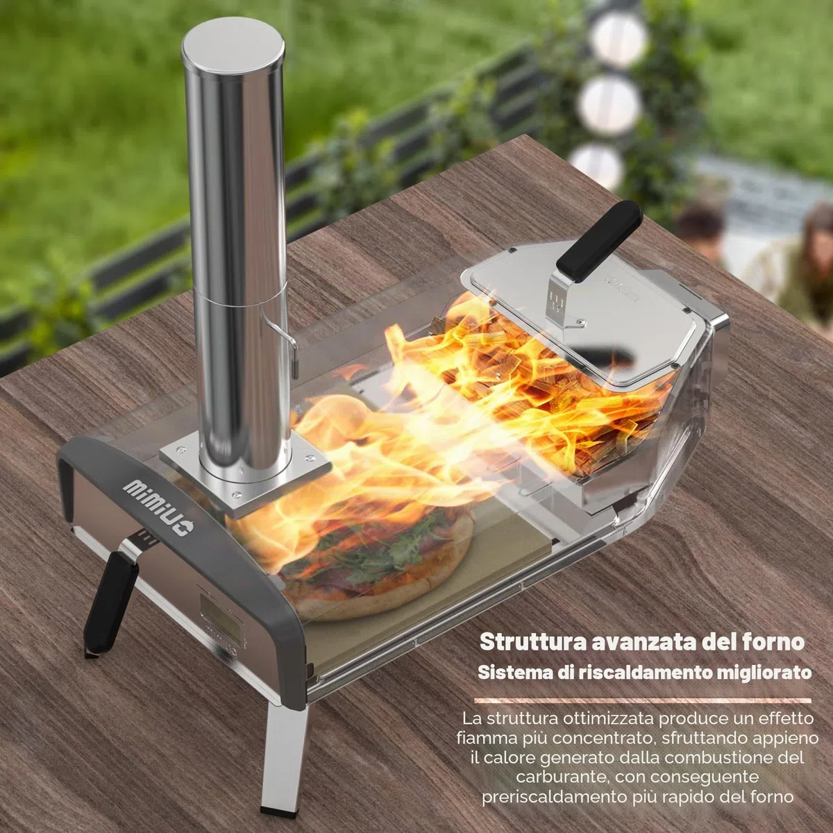 Forno per Pizza da Esterno a Legna e Carbonella, Pizzaiolo Portatile per Giardino