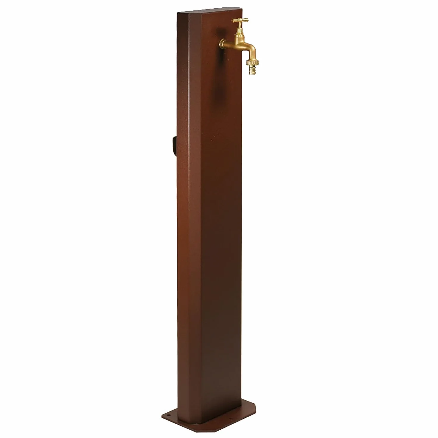 Fontana da Giardino Design a Colonna Ovale Rubinetto in Ottone Senza Base Corten