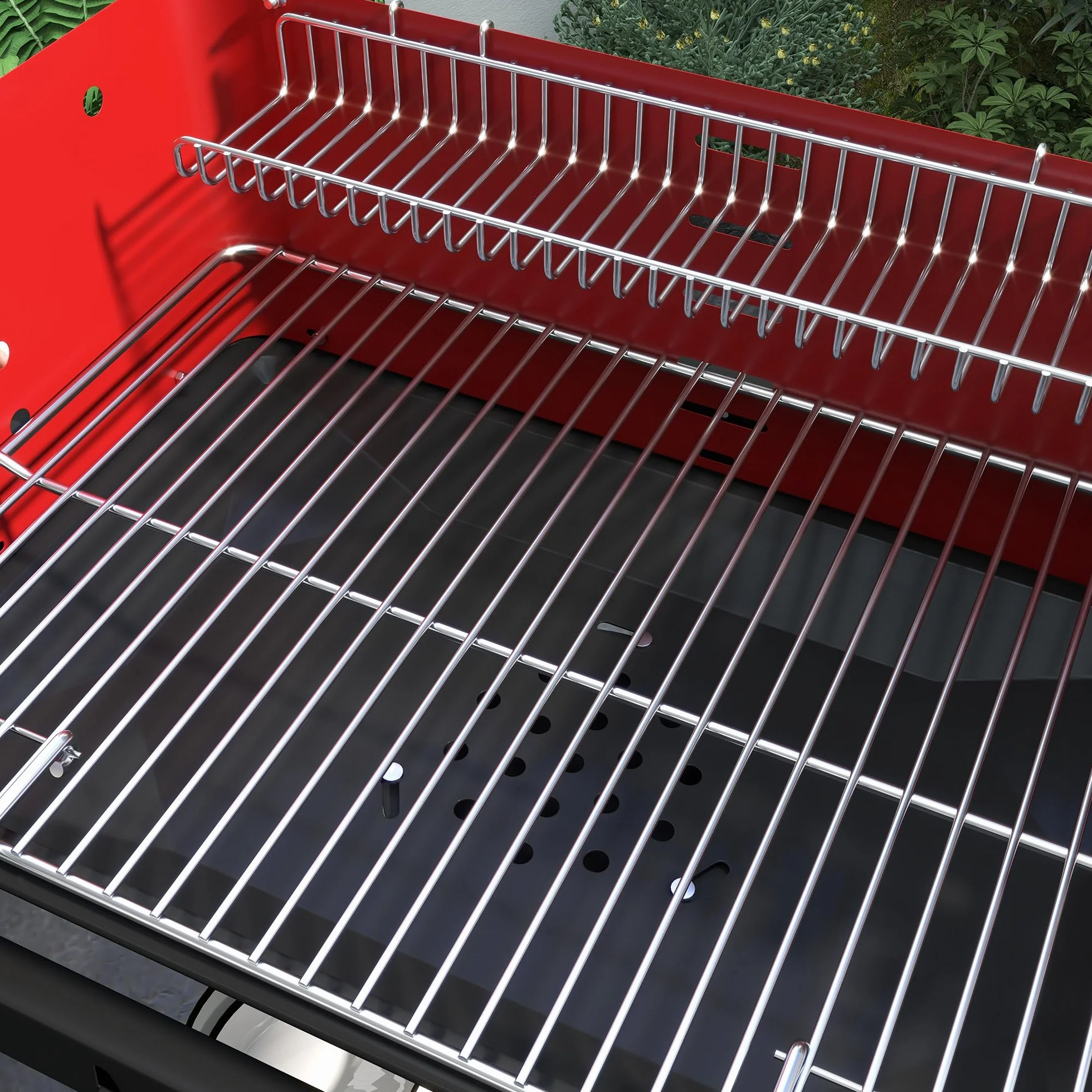 Outsunny Barbecue a Carbonella con Ruote, Griglia Regolabile, 3 Ripiani, 103x47x95 cm, Rosso