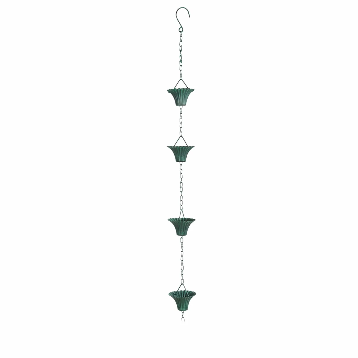 Esschert Design Catena per acqua piovana in truciolato verde, in ferro, 7,9 x 7,9 x 254,0 cm
