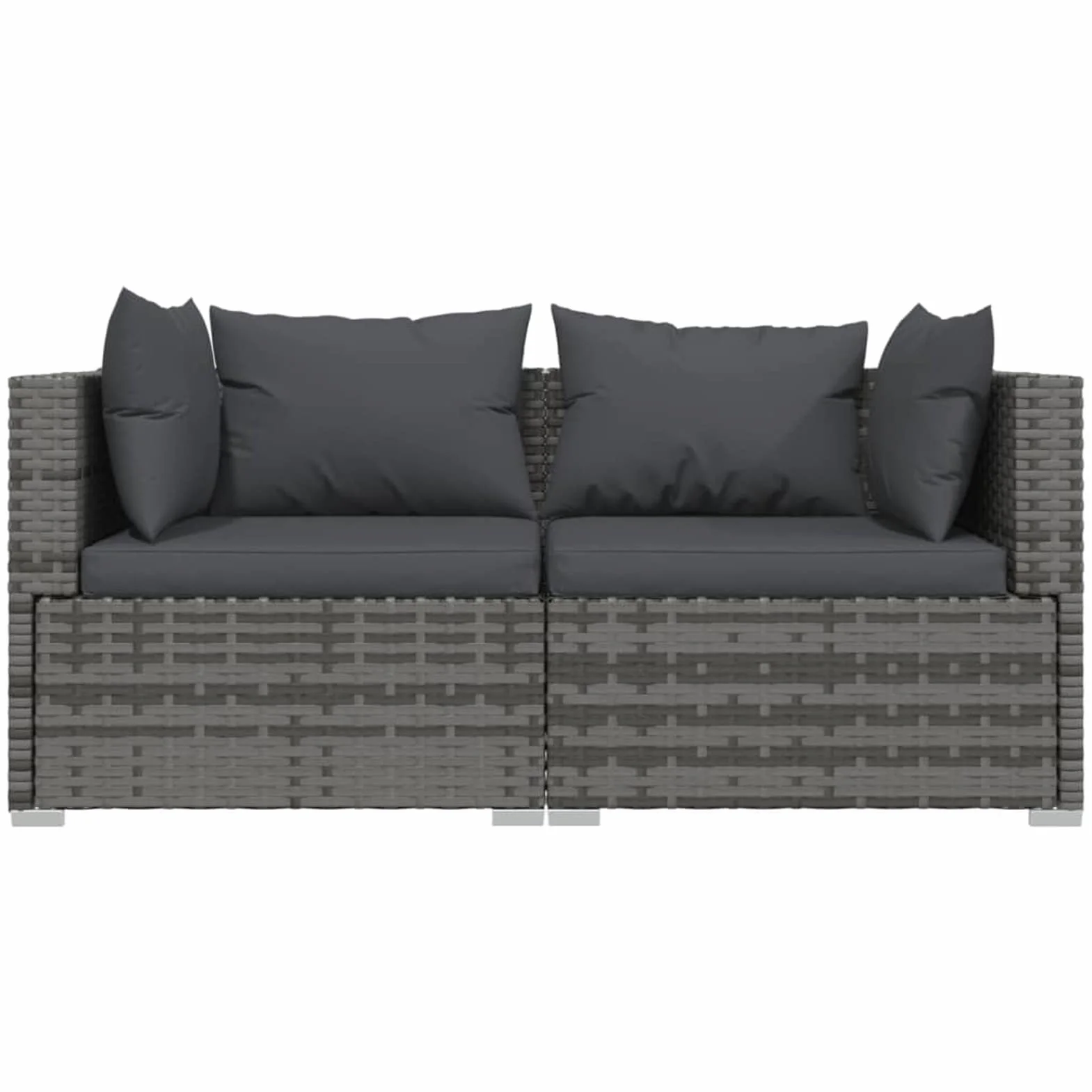 3pz Divano da Esterno, Salotto da Giardino, Divano Rattan, Divani da Giardino, Set Divano Giardino per Esterno, con Cuscini in Polyrattan Grigio