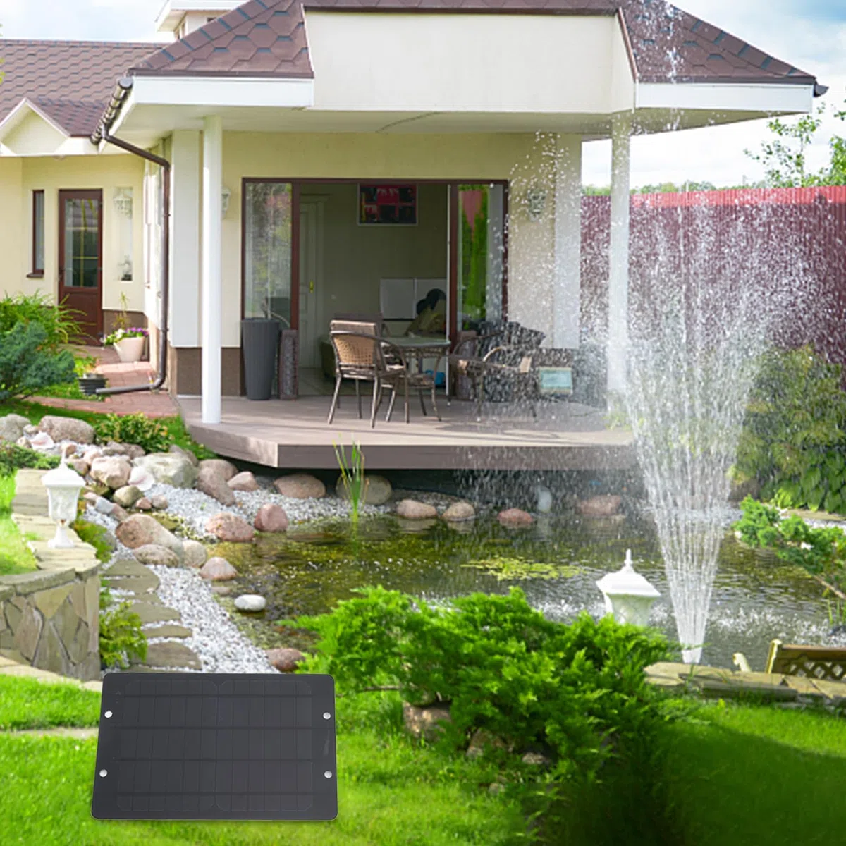Buachois Pompa Solare per Laghetto,USB 6V 10W Kit Pannello Solare Per Vaschetta Per Uccelli,Set di Pompe Per Fontana Solare Per Laghetto All'aperto,Giardino con Patio E ACQ