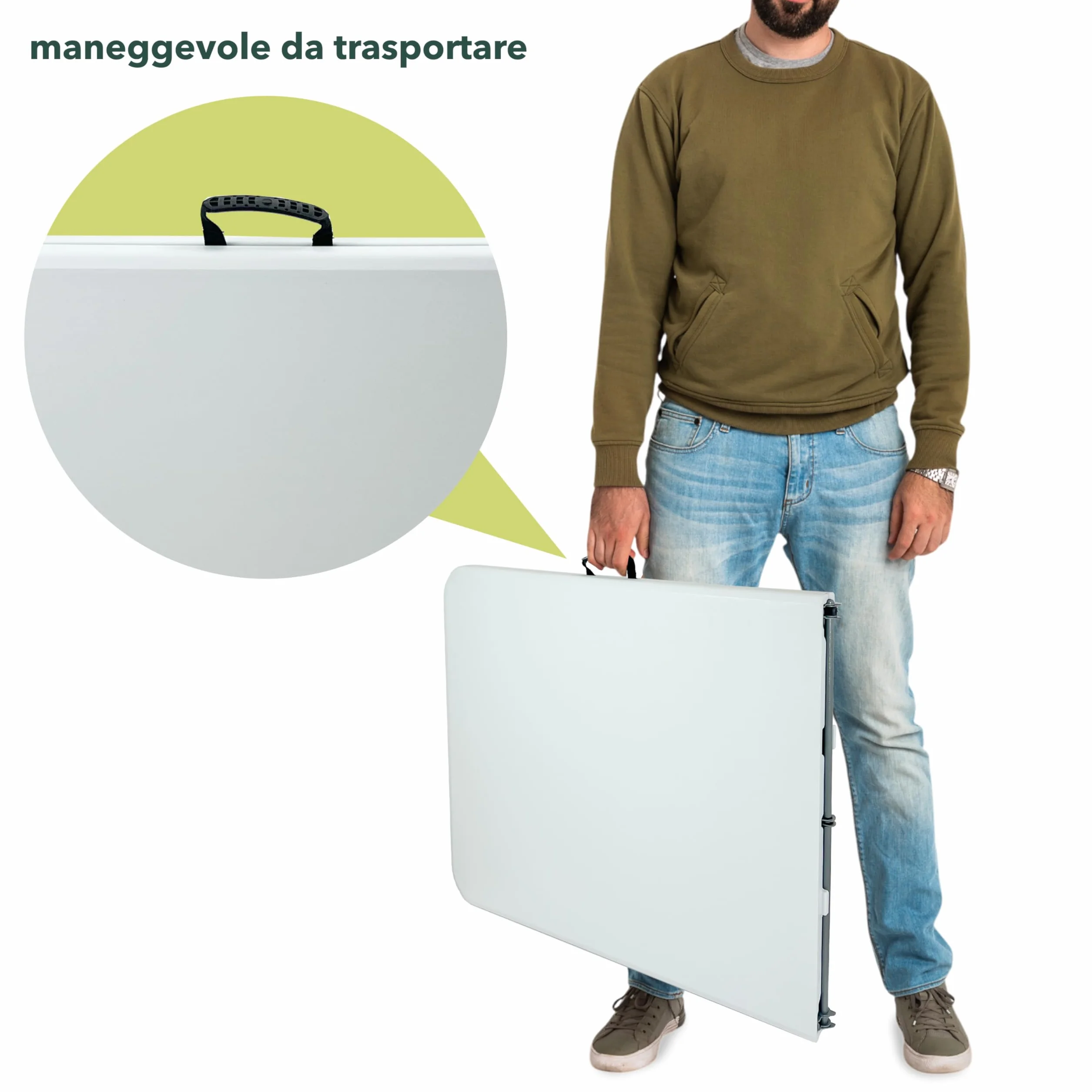 Tavolo Picnic Pieghevole 180x70x74 cm Bianco – Tavolo da Esterno e Giardino