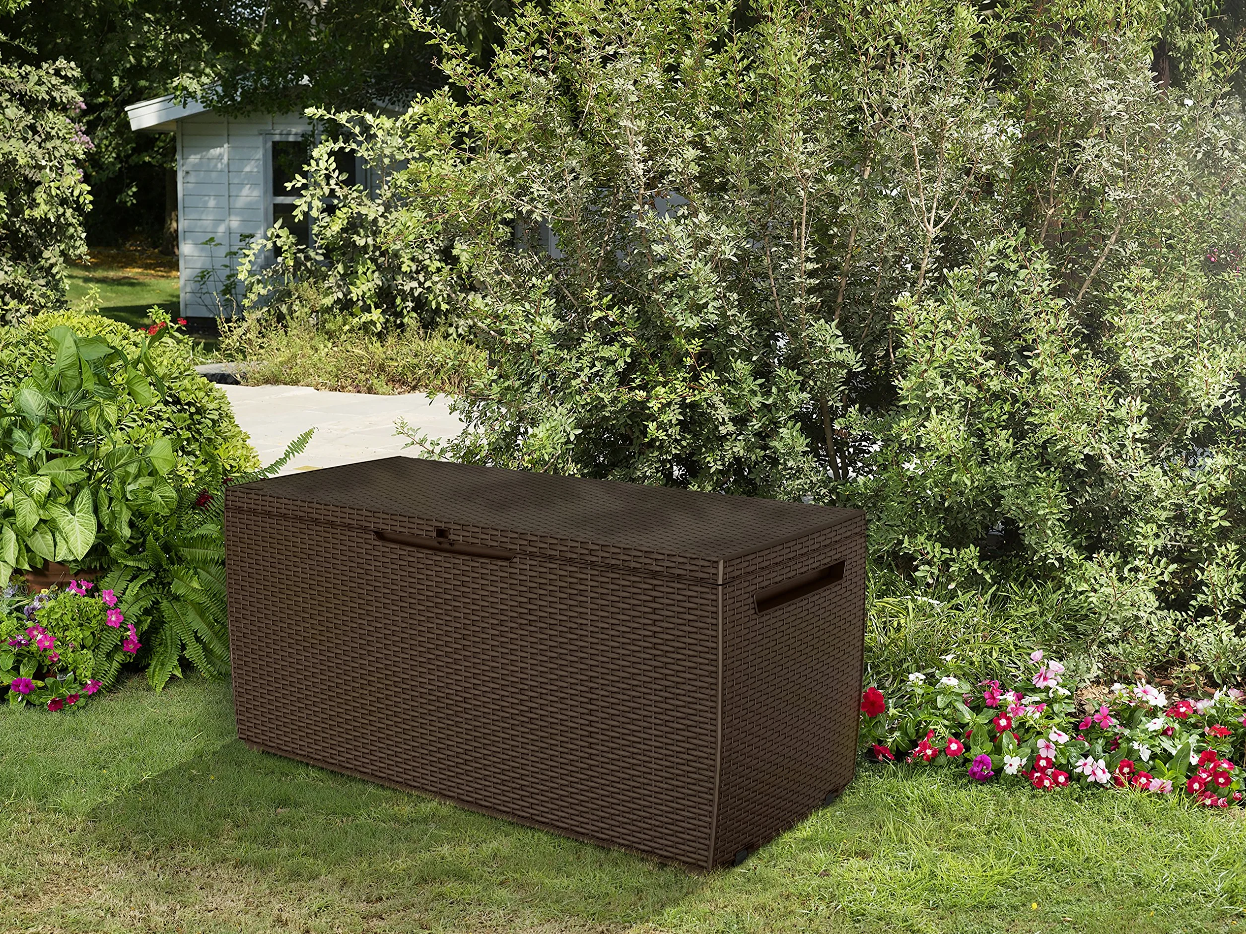Keter S14647140 Baule Capri Marrone 305 Litri in Resina Cm 123 X 53.5 X 57 H