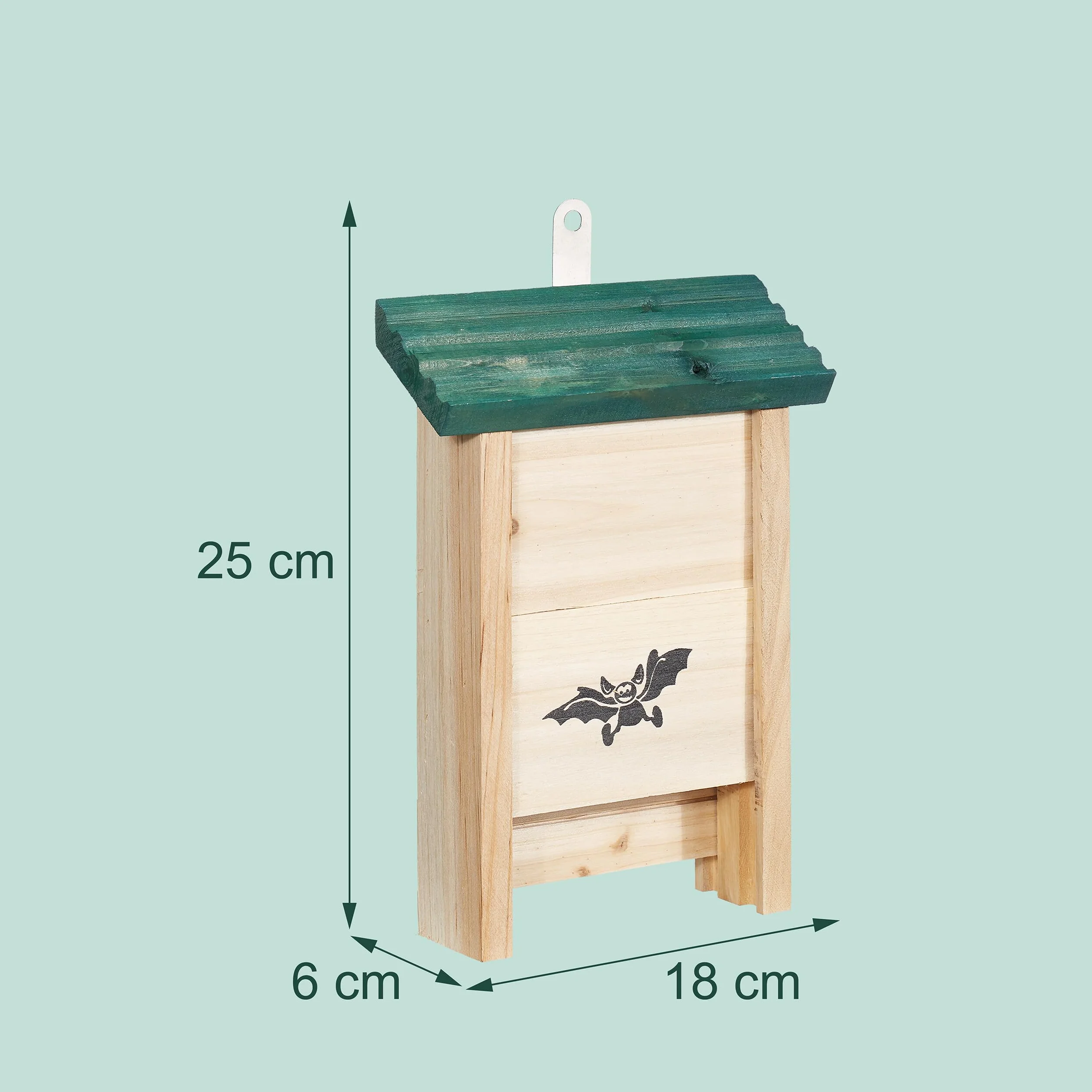 Relaxdays Casetta per Pipistrelli in Legno Set da 4 Naturale Verde HBT 25 x 18 x 6 cm