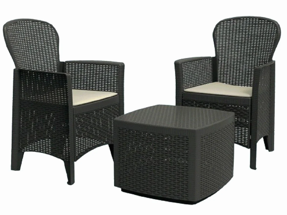 Set di Mobili da Giardino Antracite Tree con Tavolo e Due Poltrone